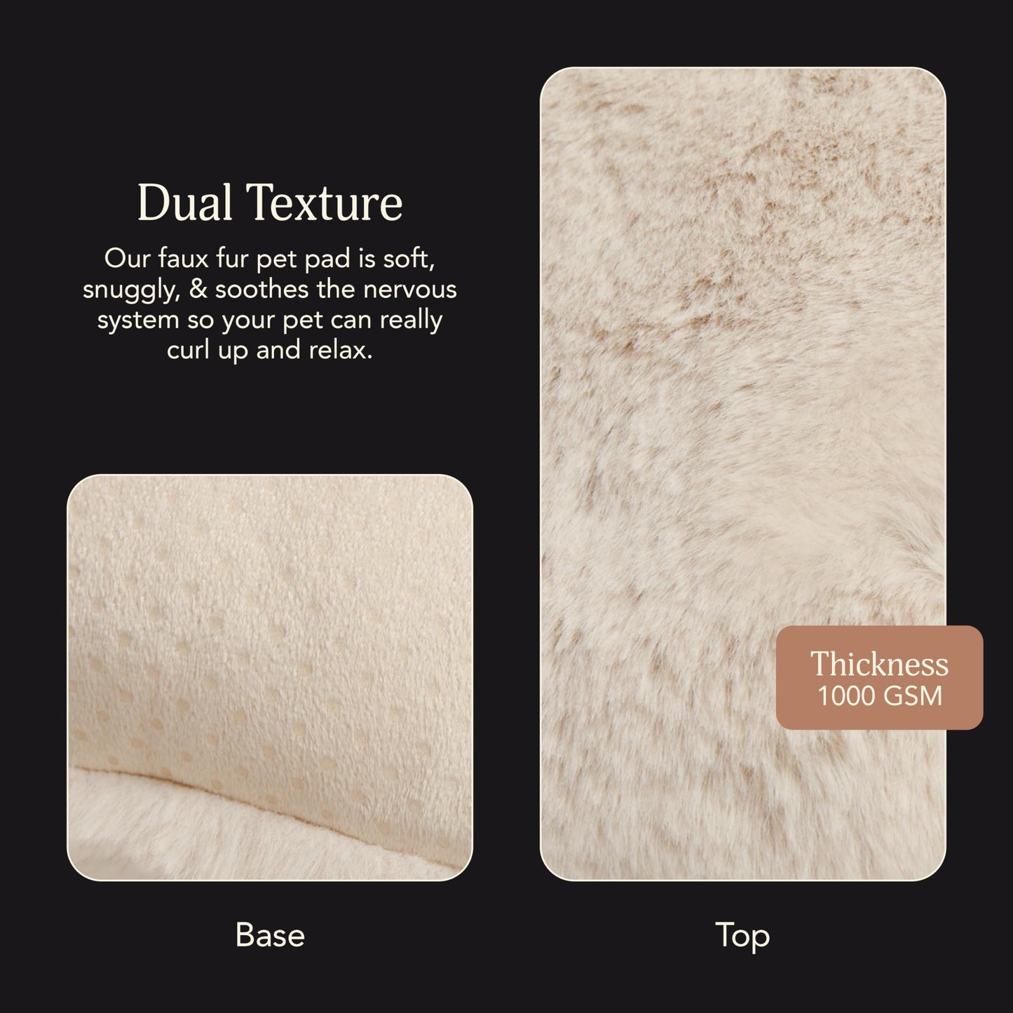 UnHide Floof Pet Bed - Medium (28" x 10") - Extra Soft Dog Bed - Removable Faux Fur Cover - Machine Washable - Helps Ease Pet Anxiety & Provides The Perfect Sleep - Beige Bear