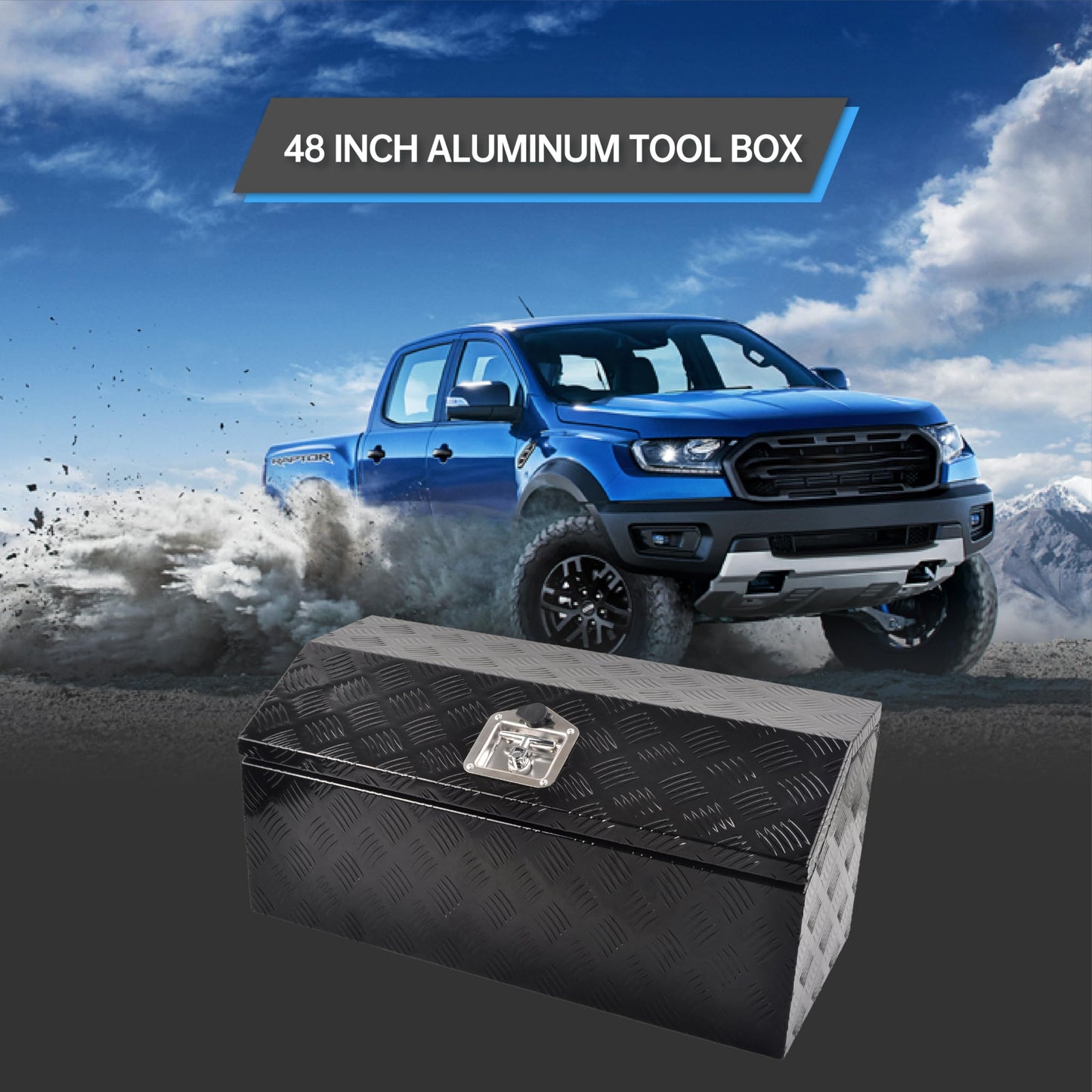 GESEXI 30 Inch Aluminum Truck Tool Box，Heavy Duty Truck Bed Tool Box Storage Organizer with T-Handle, Black (30'' x 13.2'' x 13.5'')