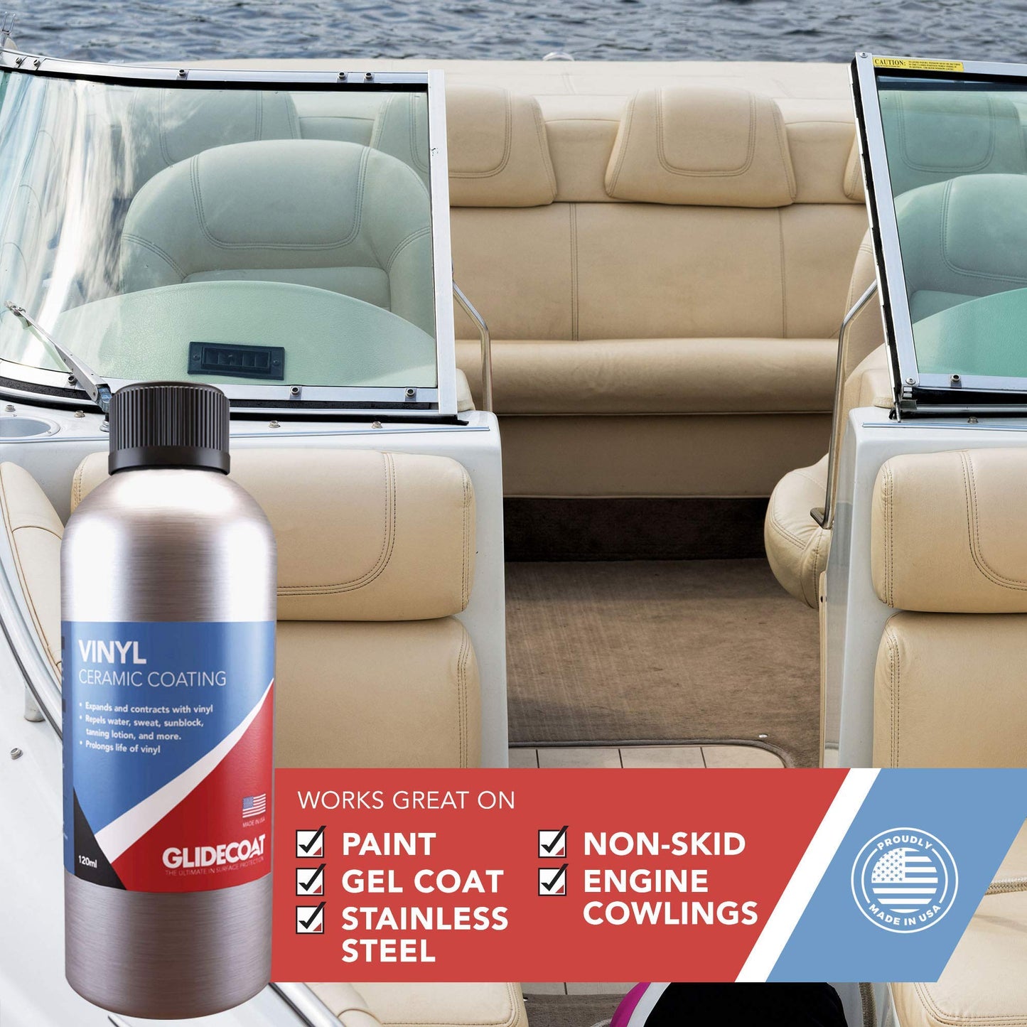 Glidecoat Vinyl Ceramic Coating, Nano Ceramic Coating, Marine Vinyl and Car Vinyl Protectant, 120ml
