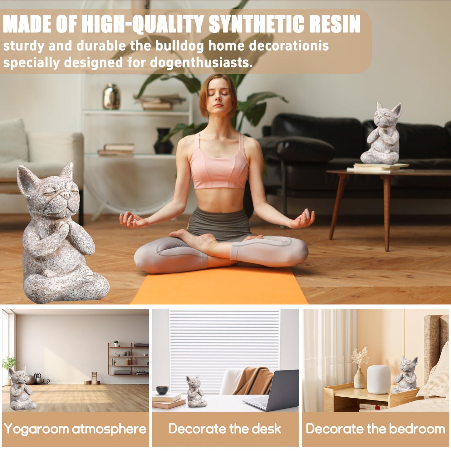 Umisun Meditating Buddha Bulldog Statue-Cute Funny Zen Animal Tabletop Decor for Home and Garden for Patio Lawn Yard Porch Ornament Garden Gift