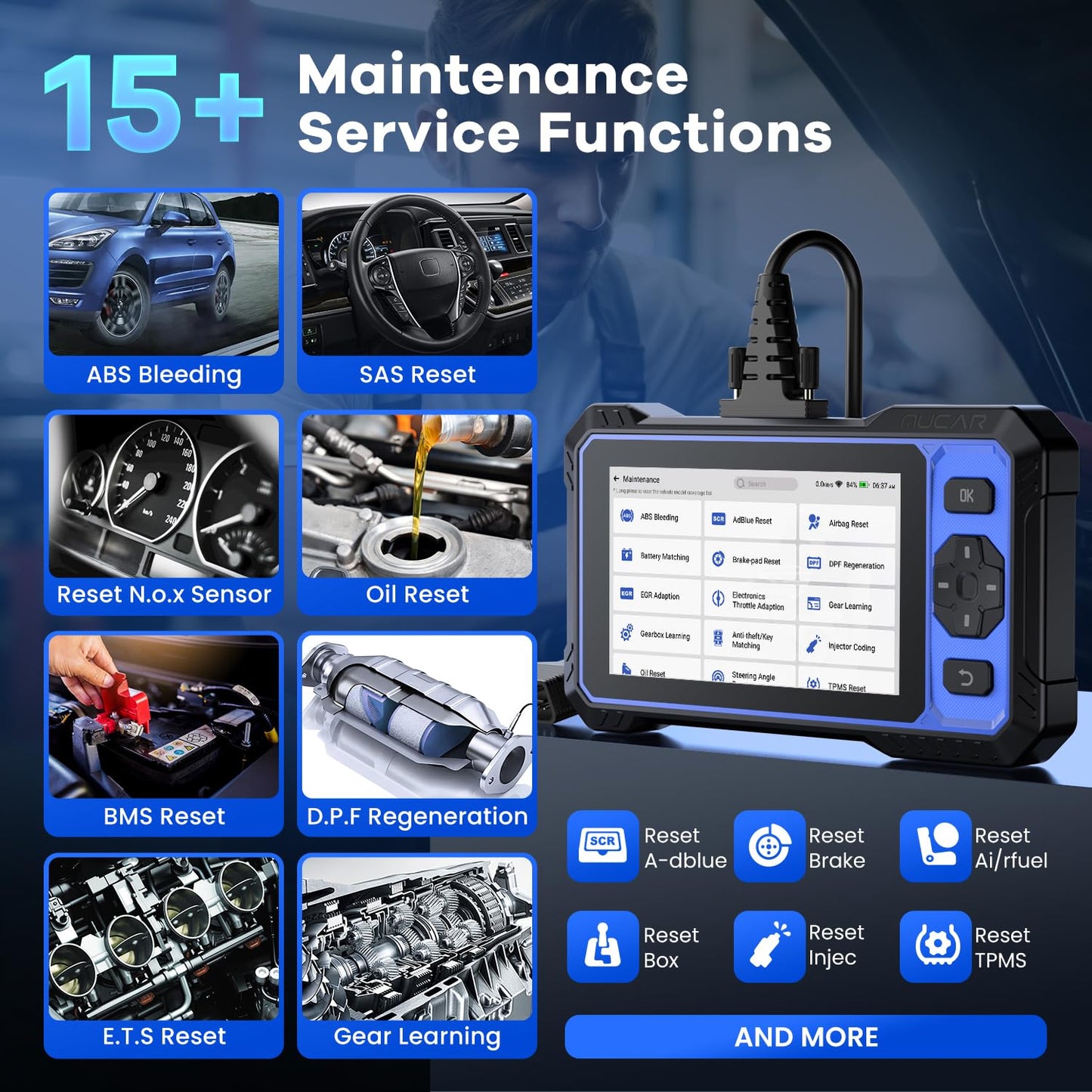 OBD2 Scanner, MUCAR 632 Elite AI-Assisted OBD2 Bidirectional Scan Tool, Oil/Throttle/SAS/TPMS/BMS/EPB Car Scanner Diagnostic Tool with 15+ Resets, CANFD Protocol, Autoauth for FCA SGW, Lifetime Update