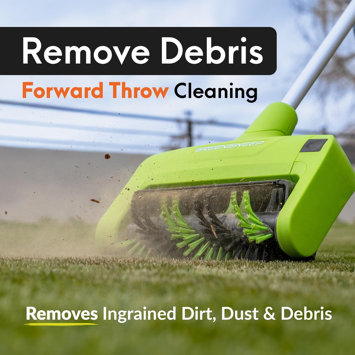 GreenSweep Reviver | Artificial Grass Electric Power Brush, Mains-Powered Turf Cleaner, Lightweight Compact Design, Restores Flattened Turf & Removes Dirt