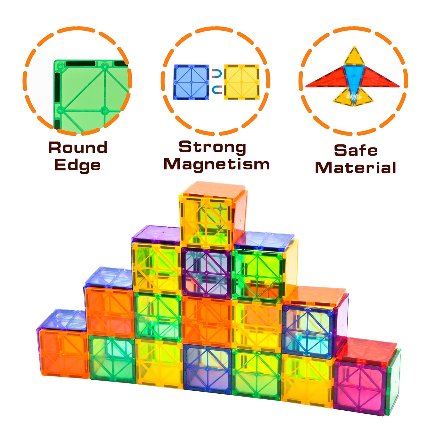 CuteTiger Mangetic Tiles, 100PCS Magnet Building Toys, Magnetic Building Set for Kids, Stacking Blocks, Perfect STEM Toys Gift for Boys and Girls