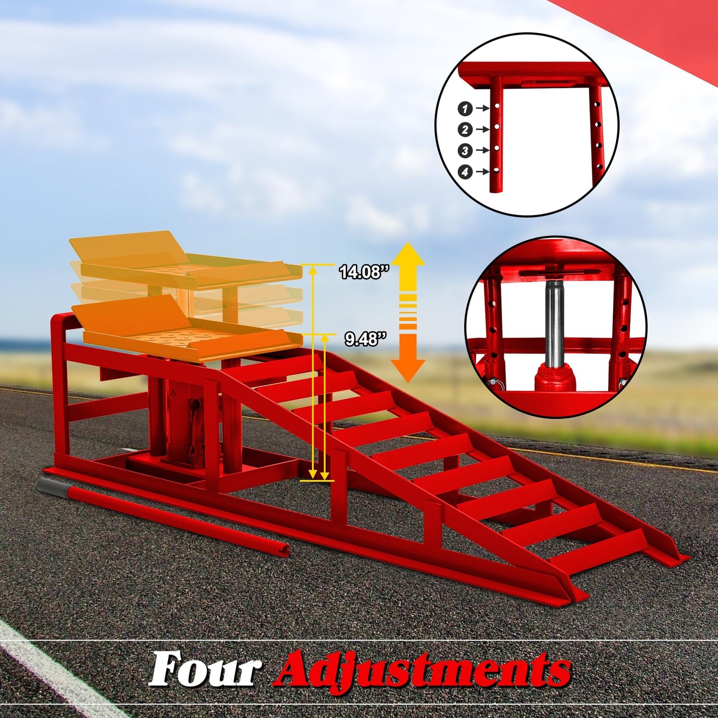 2 Pack Hydraulic Car Ramps 6600 LBS 3 T Low Profile Auto Car Truck Vehicle Service Ramps Lift for Garage Car Repair