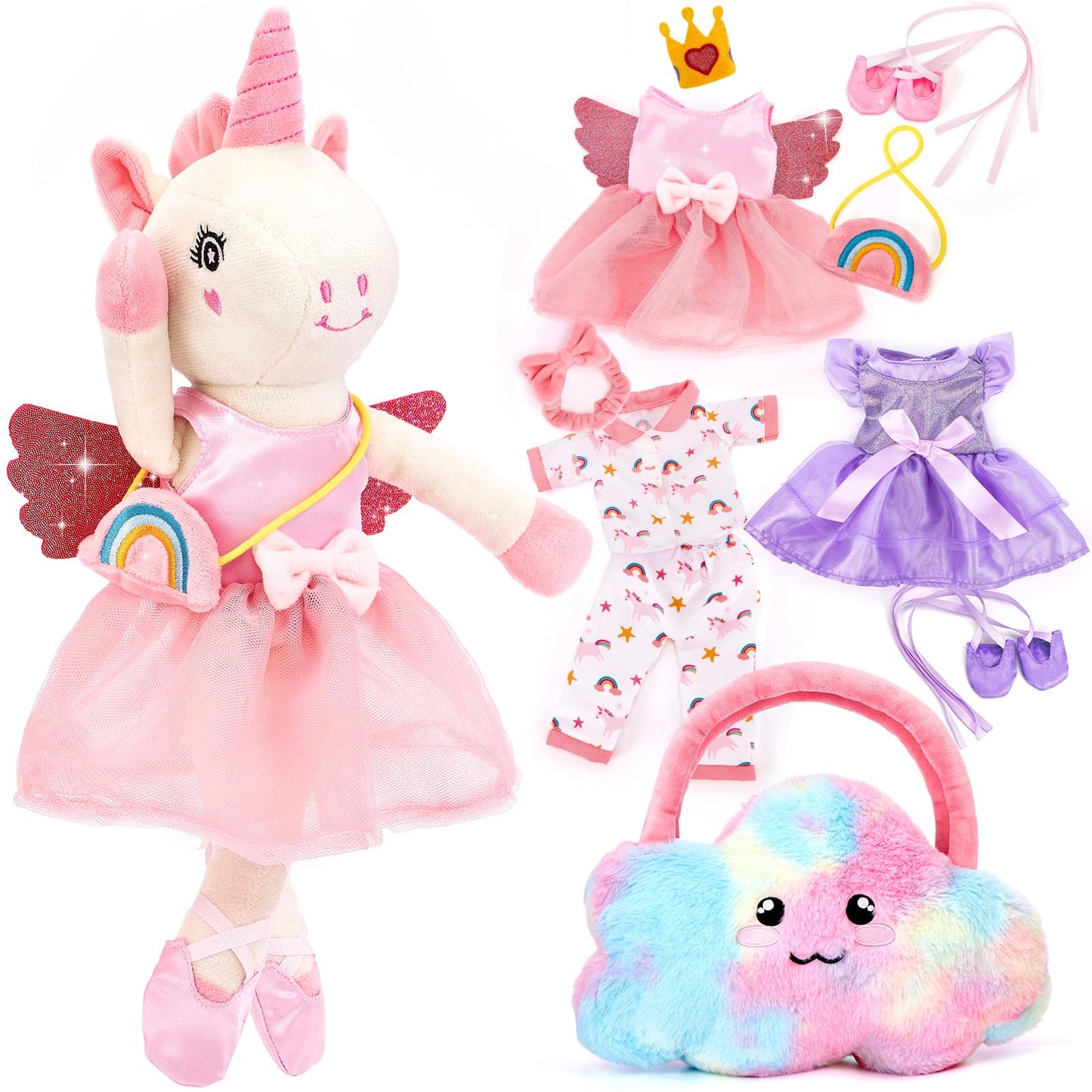 Unicorns Toys for Girls Age 4-6 Ballerina Doll Stuffed Animal Girl Toys Age 4-5 Ballet Dress up Doll with Plush Bag 4 Year Old Girl Birthday Gifts 5 Year Old Girls Dance Recital Gifts, Graduation Gift