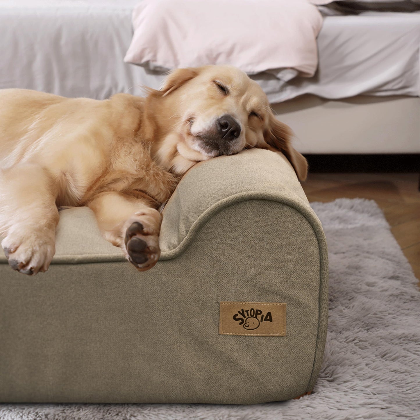 Sytopia XXL 35D Memory Foam Dog Bed for Extra Large Dogs – 7" Thick Orthopedic Pet Couch for Seniors and Big Breeds up to 150 Pounds, with Water-Resistant Liner & Washable Cover – Brown