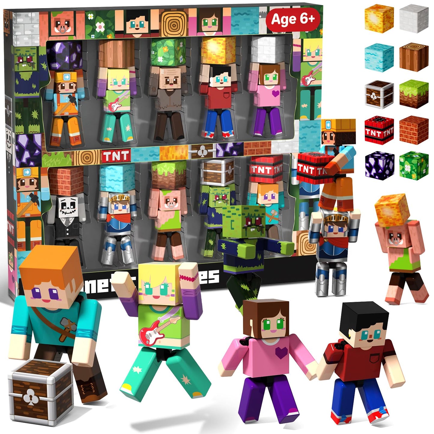 Magneverse 20 Pcs Magnetic Action Figures Playset - Magnetic Building Blocks, Magnet Cubes and Rotatable Figures Character Toys for Kids, Birthday Gift for 6+ Year Old Boys Girls (Patent Pending)