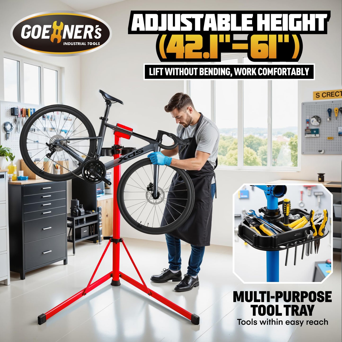 Osluken 2026 Improved Max 176 LBS Bike Repair Stand, Heavy Duty Bike Stand Repair, Portable Bicycle Repair Stand Aluminum Steel Bike Manintenance Stand Workstand for E-bikes, Mountain Bikes, Road Bikes, MTB, RB-Red