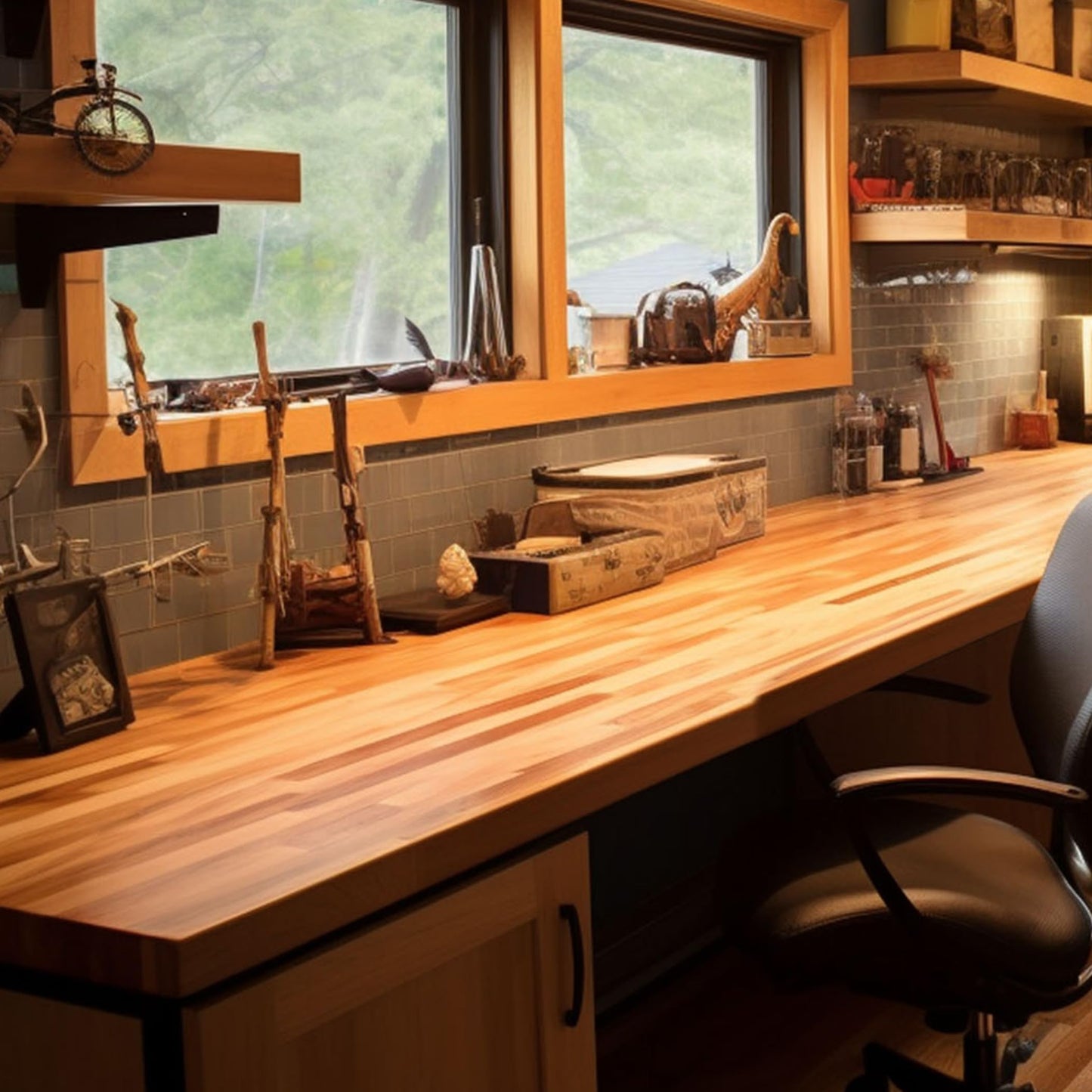 CONSDAN Butcher Block Counter Top, USA Grown Oak Solid Hardwood Countertop, Wood Slabs for Kitchen, Reversible, Both Side Polished, Prefinished with Food-safe Oil, 1.5" Thickness, 60" L x 25" W