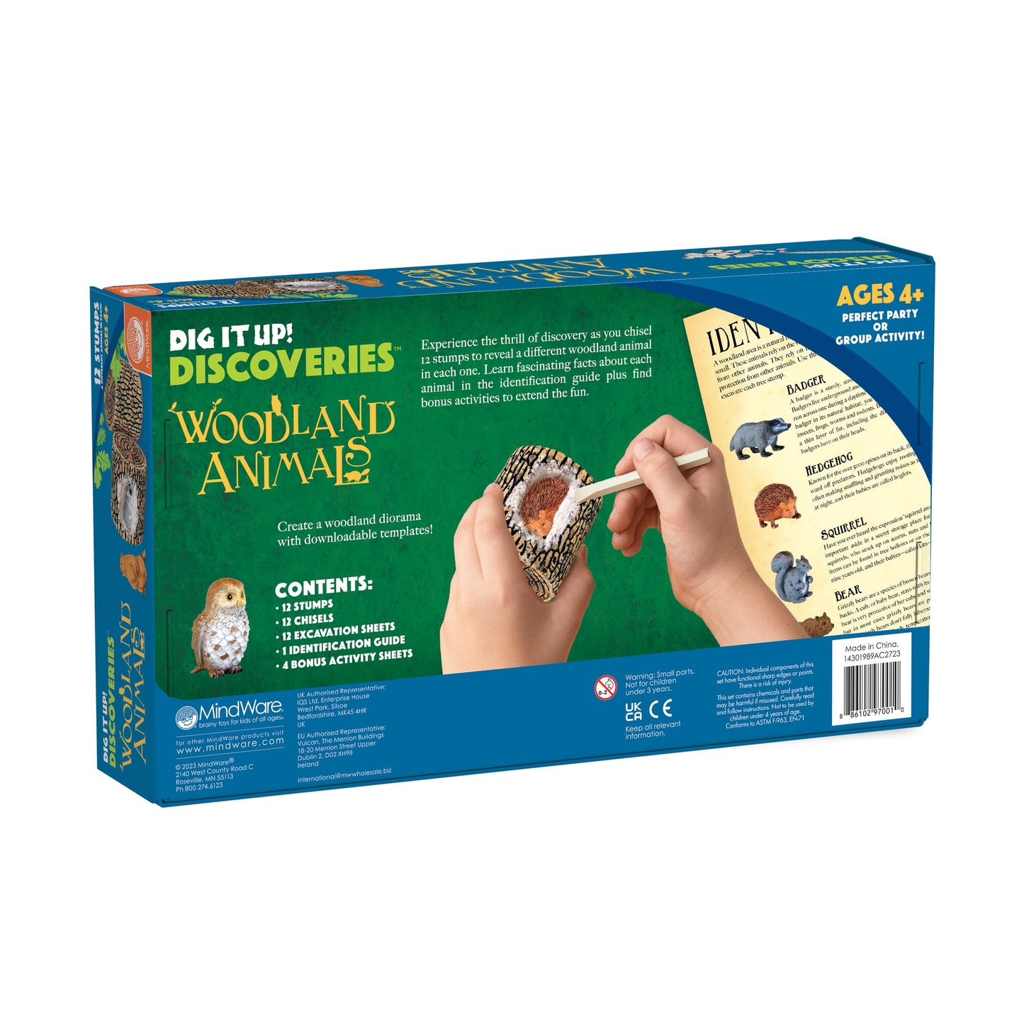 MindWare Dig it Up! Woodland Animals Excavation Kit - Educational Toys for Kids 4 and Up - Dig Kit with 12 Stumps, 12 Animal Figurines, 12 Chisels - Group or Classroom Activities & Birthday Parties
