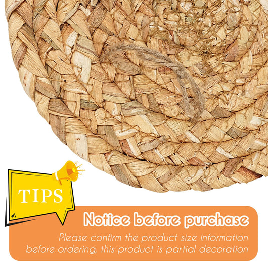 9PCS Boho Wall Baskets Set, Seagrass Rattan Wicker Basket Set, Round Handmade Hanging Basket Decor for Farmhouse Living Room Bedroom Display Table Kitchen Home