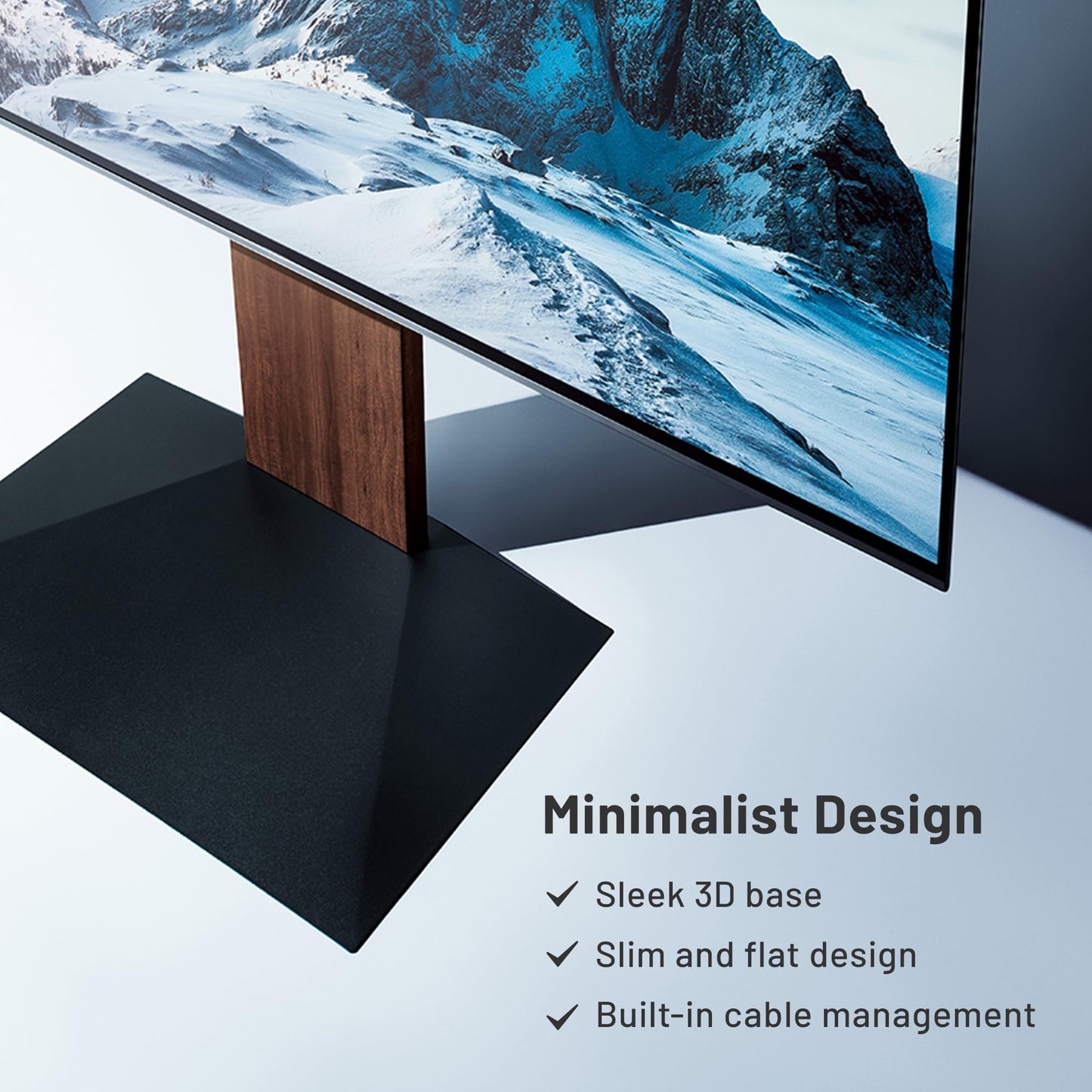 WALL V4 | Sleek Shallow Floor TV Stand for Extra Large 50-100 Inch | Satin White | for Large Screens | Living Room and Bedroom, Space Saving, Adjustable Mount, No Drill, Japan-Engineered Design