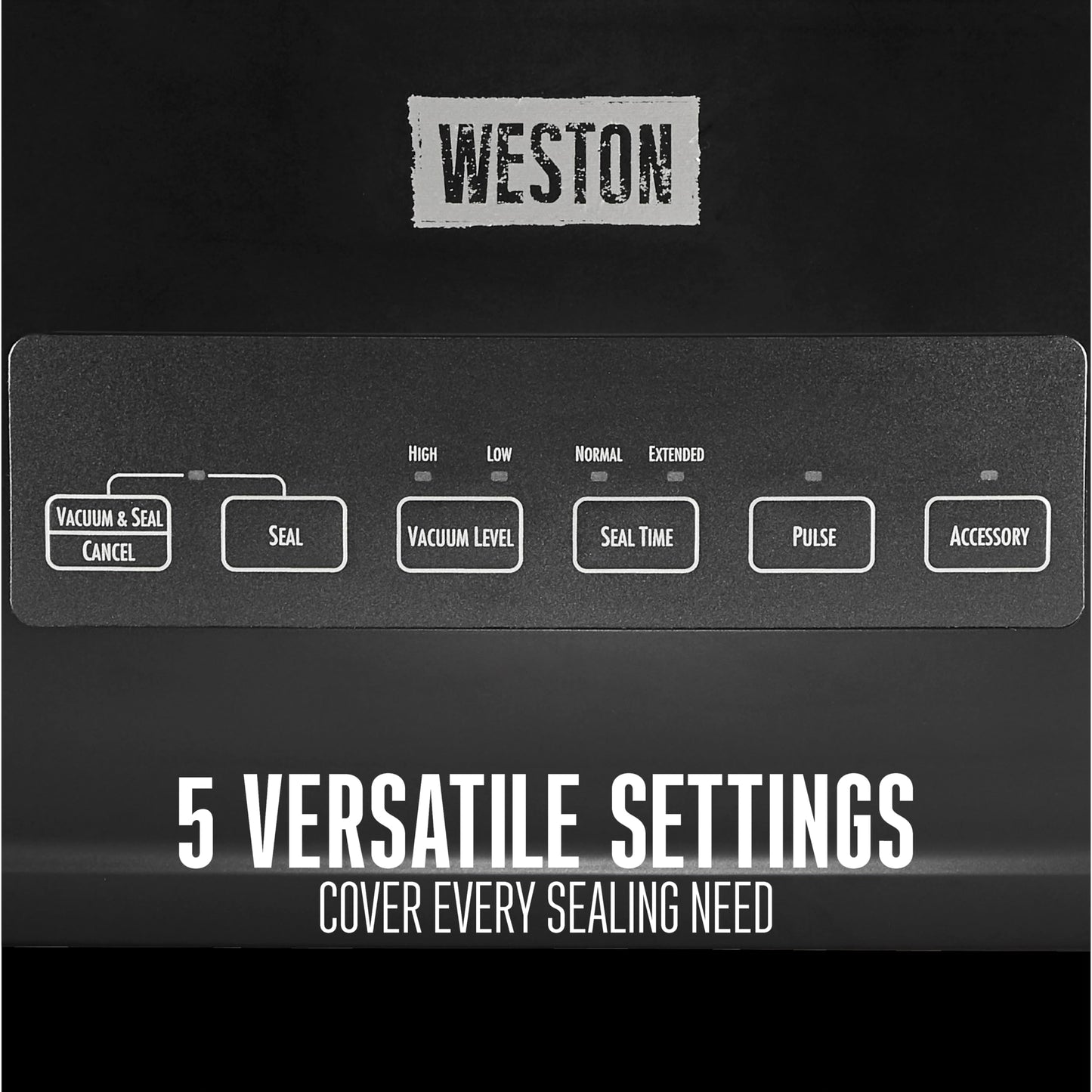 Weston Brands Vacuum Sealer Machine for Food Preservation & Sous Vide, Seals Bags up to 11” Wide, 110 Watts, 22.5” HG Strength, Includes Roll Storage and Starter Pack, Black (65-3001-W)