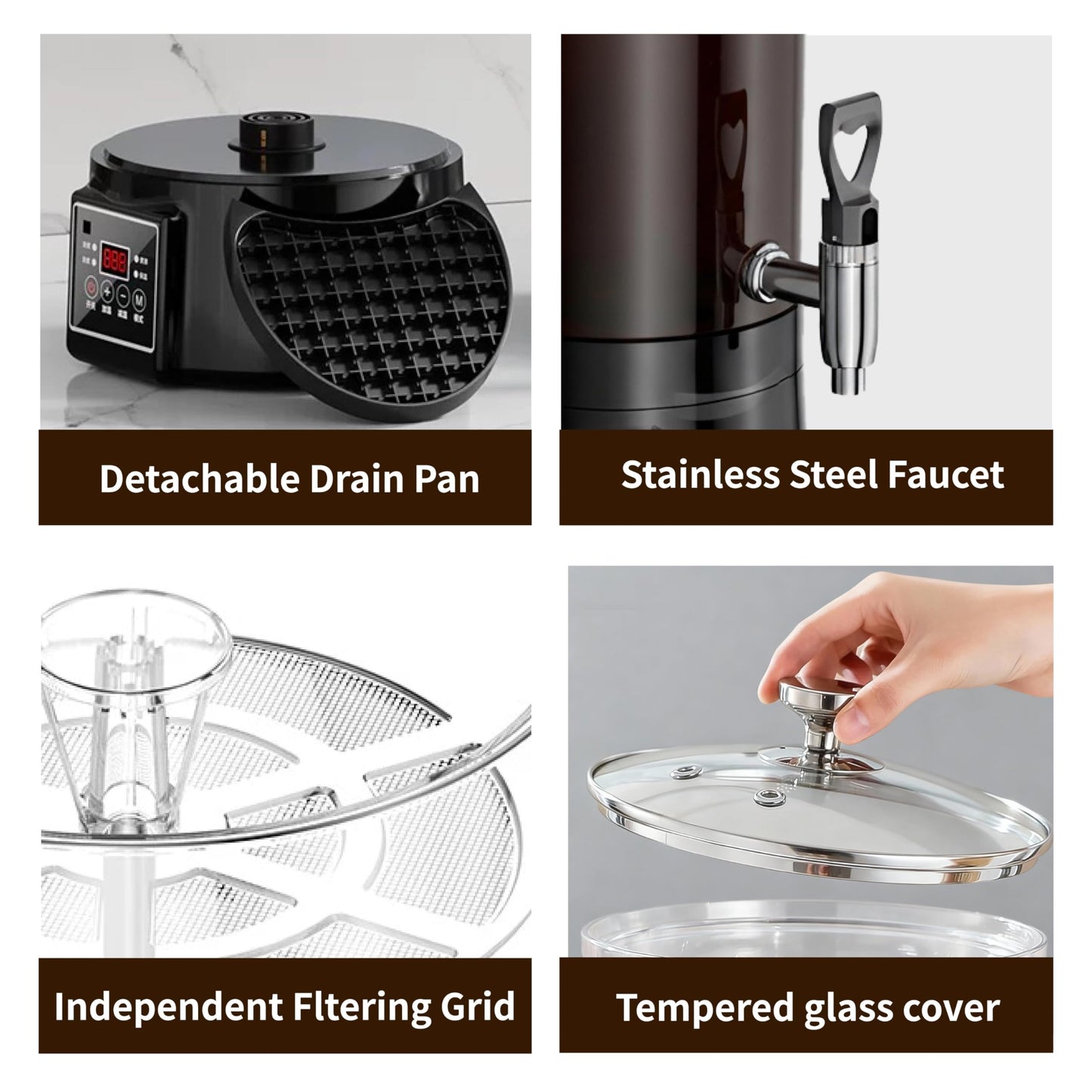 GKFF Coffee Urn Commercial Coffee Maker, Food-grade Plastic 9.5 L 60 Cups, Hot Chocolate Machine,Transparent Electric Percolator Coffee Pot for Catering Hot Water Urn for Hot Cocoa, Drink, Tea, Juice