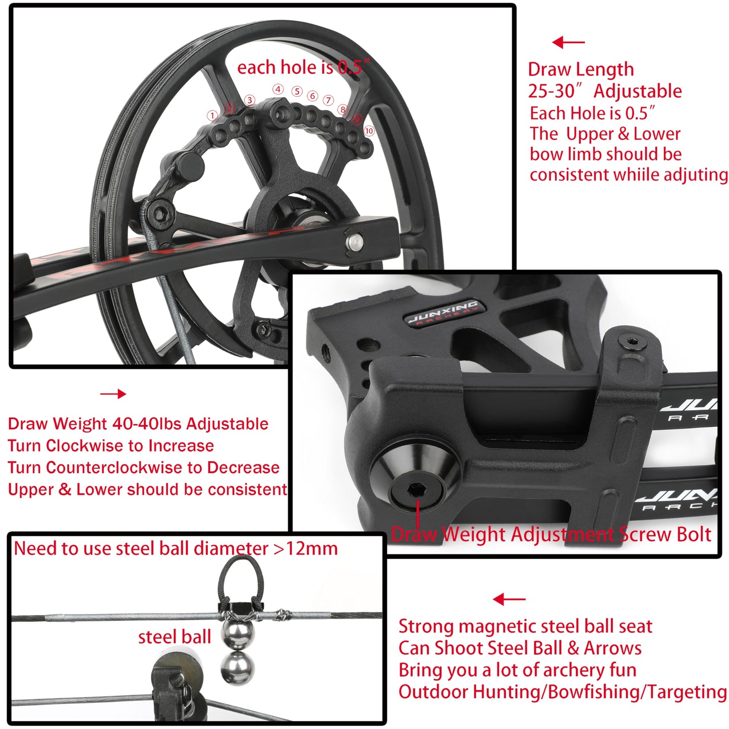 ZSHJGJR Compound Bow Dual-use for Arrows and Steel Ball,Hunting Bows,40-70lbs Adjustable,Short-Axis Compound Bow Set for Archery Outdoor Hunting Target Shooting Bow Fishing (Basic Set)