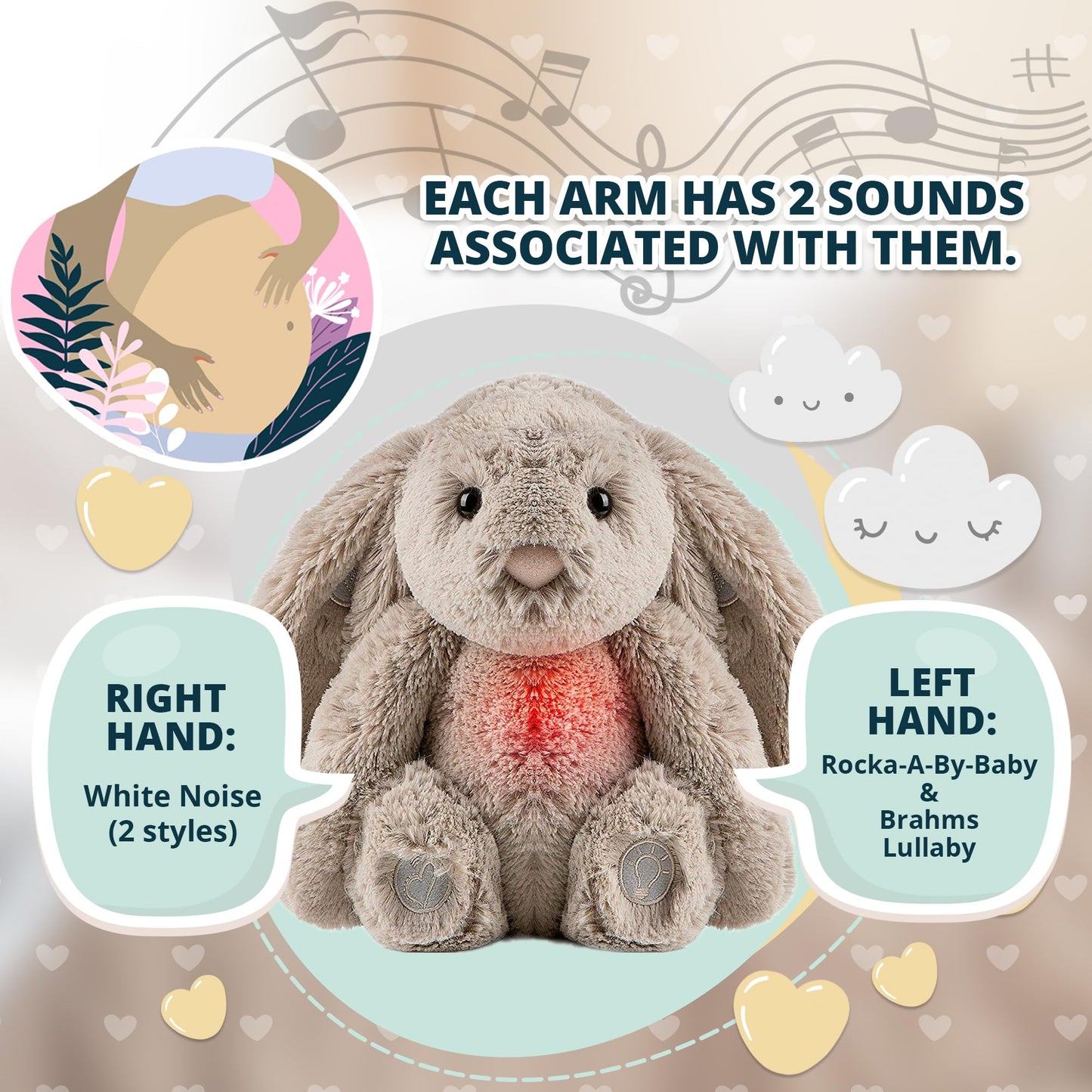 Gemma Joy Bedtime Baby Soothers & StickyOnes Sleep Patches - Cry Activated Heartbeat Bunny Plush Toy, Stuffed Animal with Calming Light & All-Natural, No Melatonin Bedtime Patches for Kids and Baby