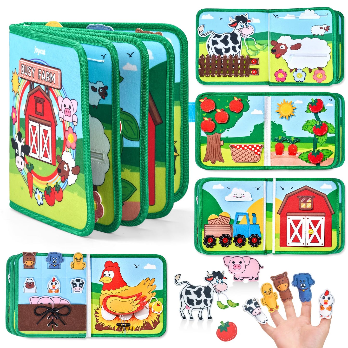 JoyCat Farm Busy Book for Toddlers 1-3 - 1 Year Old Boys Girls Gifts Toys + Magnetic Letters, Animal Fridge Magnets for Toddlers & Kids, 26 Large Soft PVC Uppercase Alphabet ABC Refrigerator Magnets