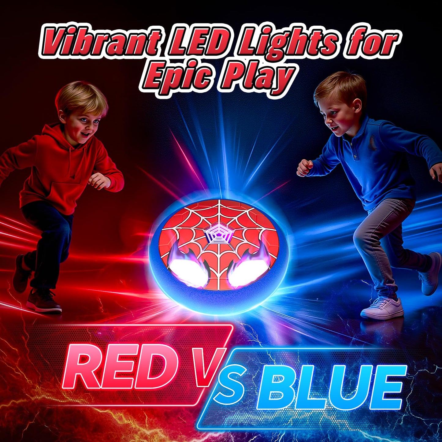 Light Up Hover Soccer Ball for Kids,Glowing Web Design & LED Eyes Air Floating Soccer Toys,Indoor Games with Soft Foam Bumper,Fun Sports Games for Boys Girls Age 3 4 5 6 7 8 9 10 11 12, Birthday Gifts