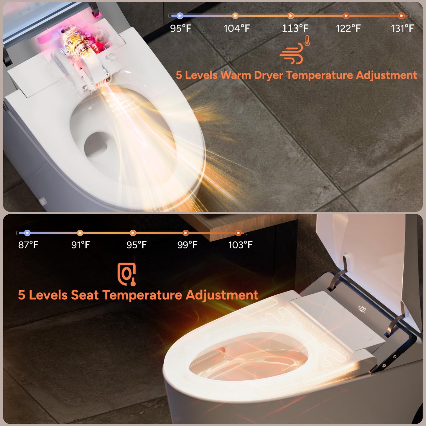 ihati Smart Toilet with Bidet Built in,1000Gram MaP Flush Score,Foam Dispenser,ADA Height,Auto Open Close,Blackout Flush,Auto Flush,Heated Seat,Warm Water,Deodorization,Bidet Toilet with Tank