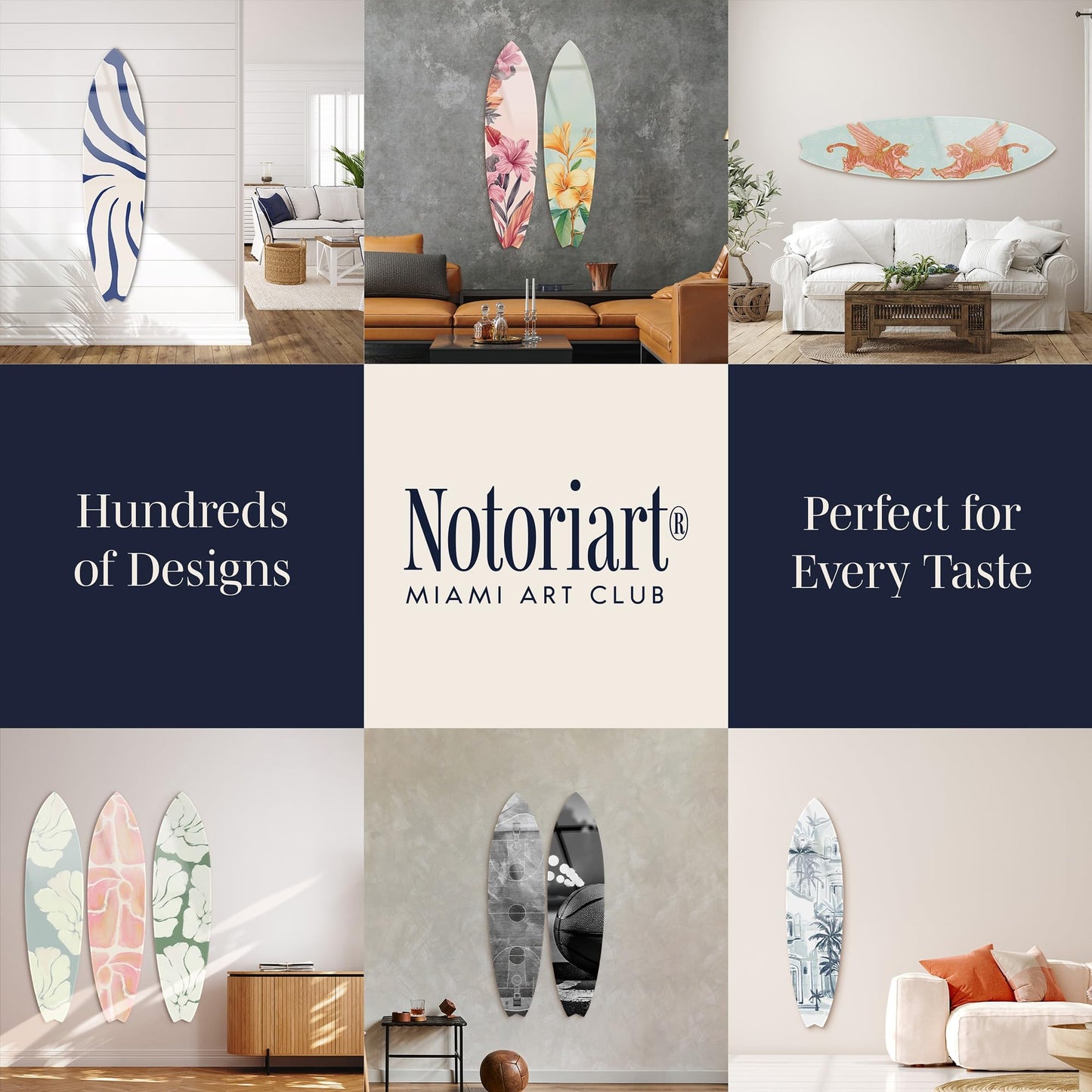 Notoriart Greek Vacation Surfboard Acrylic Wall Art Die-Cut Coastal Modern High-Gloss Home Decor, 15" x 60"