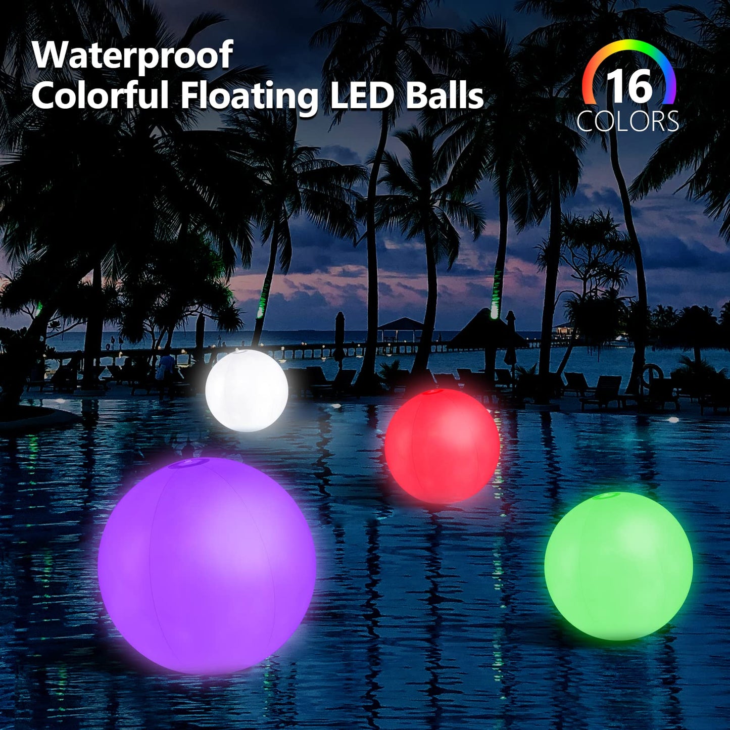 6 Pack Light Up Beach Balls Glow in The Dark Balls Pool Toys Party Games 16" Large LED Beach Ball with Remote Control - 16 Color Lights and 4 Modes, Patio Garden Pool Decorations