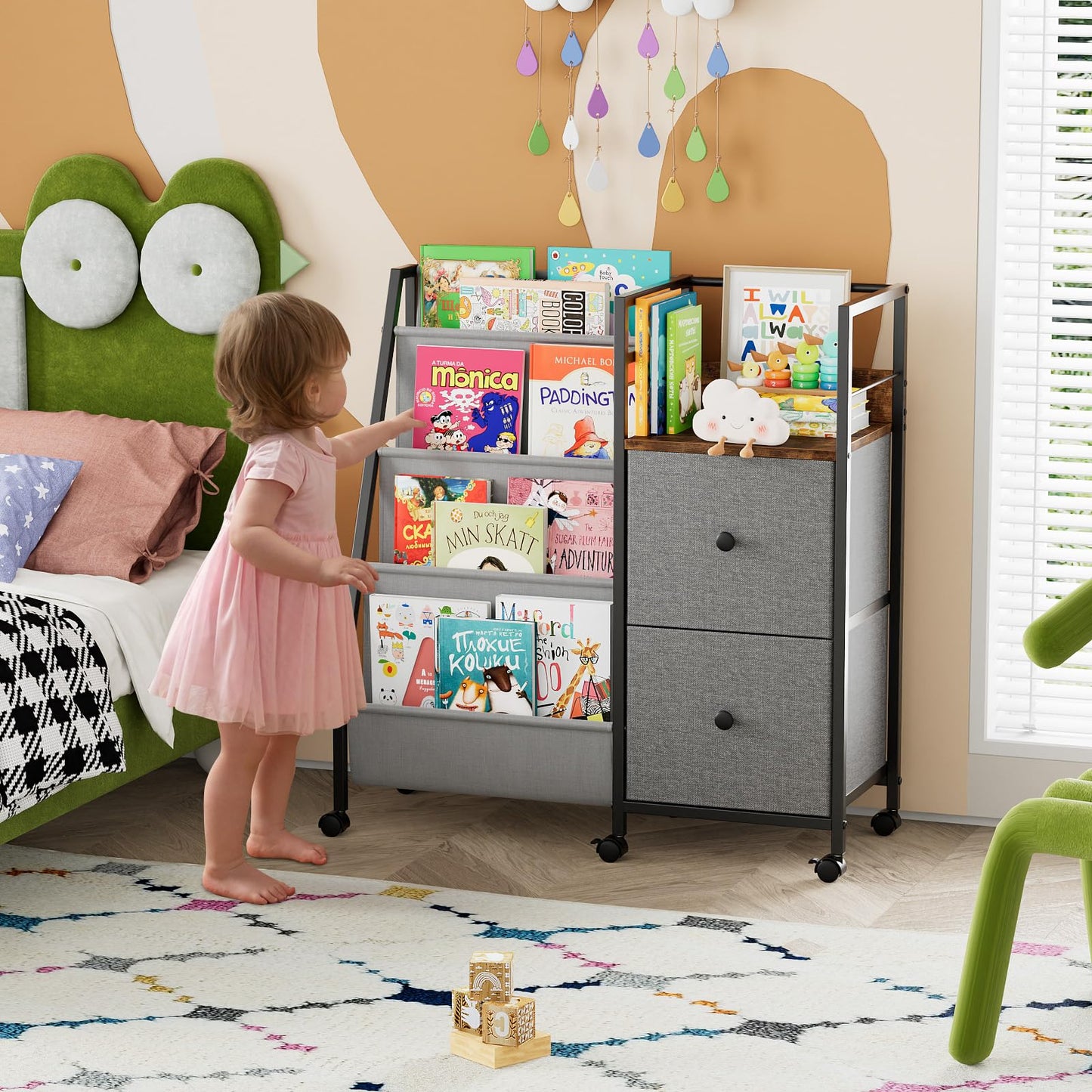 Modanais Book Shelf for Kids Rooms, Toddler Bookshelf Baby Bookcase with Kids Storage for Nursery, Bedroom, Playroom, Easy Assembly (Black)