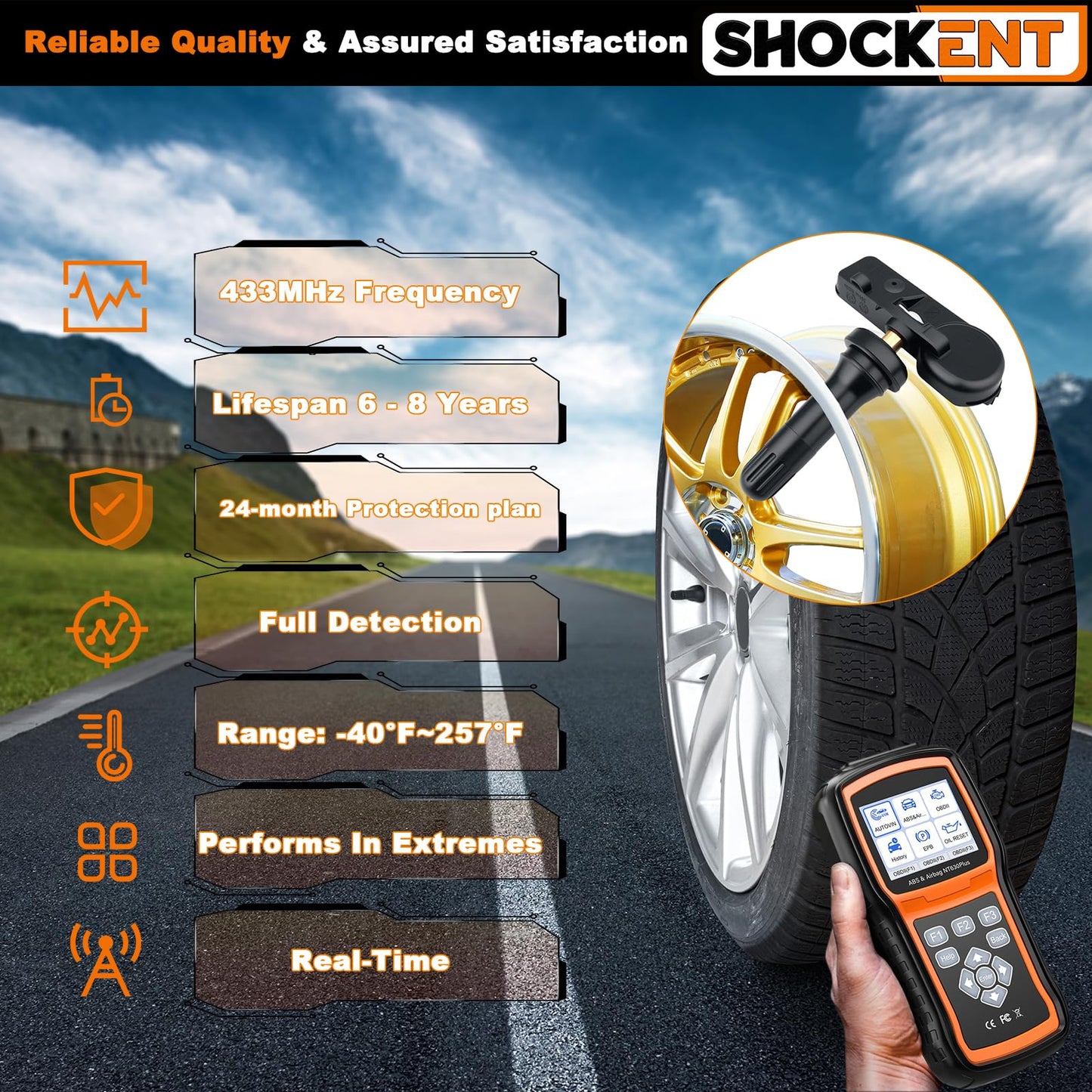 SHOCKENT Upgraded 433Mhz TPMS Sensor 13598773 for:-Chevy Malibu 2016-2022, Cruze 2016-2019, Impala 2017-2018, Traverse 2021-2022; for:-GMC Acadia 2016-2022;Tire Pressure Monitoring System Sensor 4Pcs