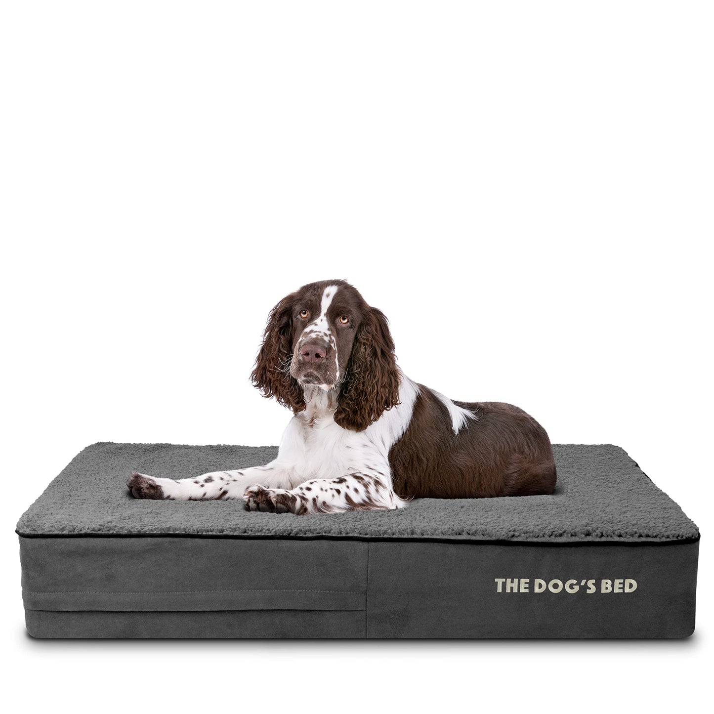 The Dog’s Bed Orthopedic Memory Foam Dog Bed Mattress, Plush Fabric, Grey Plush, Large, 6-Inch