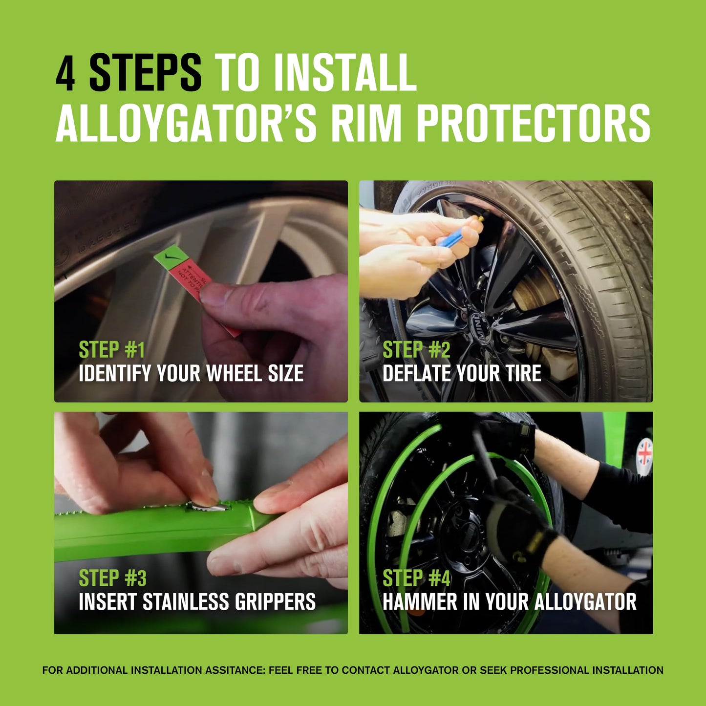 AlloyGator Blue Rim Protector for Car Wheels (Fits 12-24" Wheel Diameter) - Pack of 4 Premium Alloy Wheel Protector to Avoid Scratches & Scuffs - Adhesive Free Curb Rash Rim Protectors