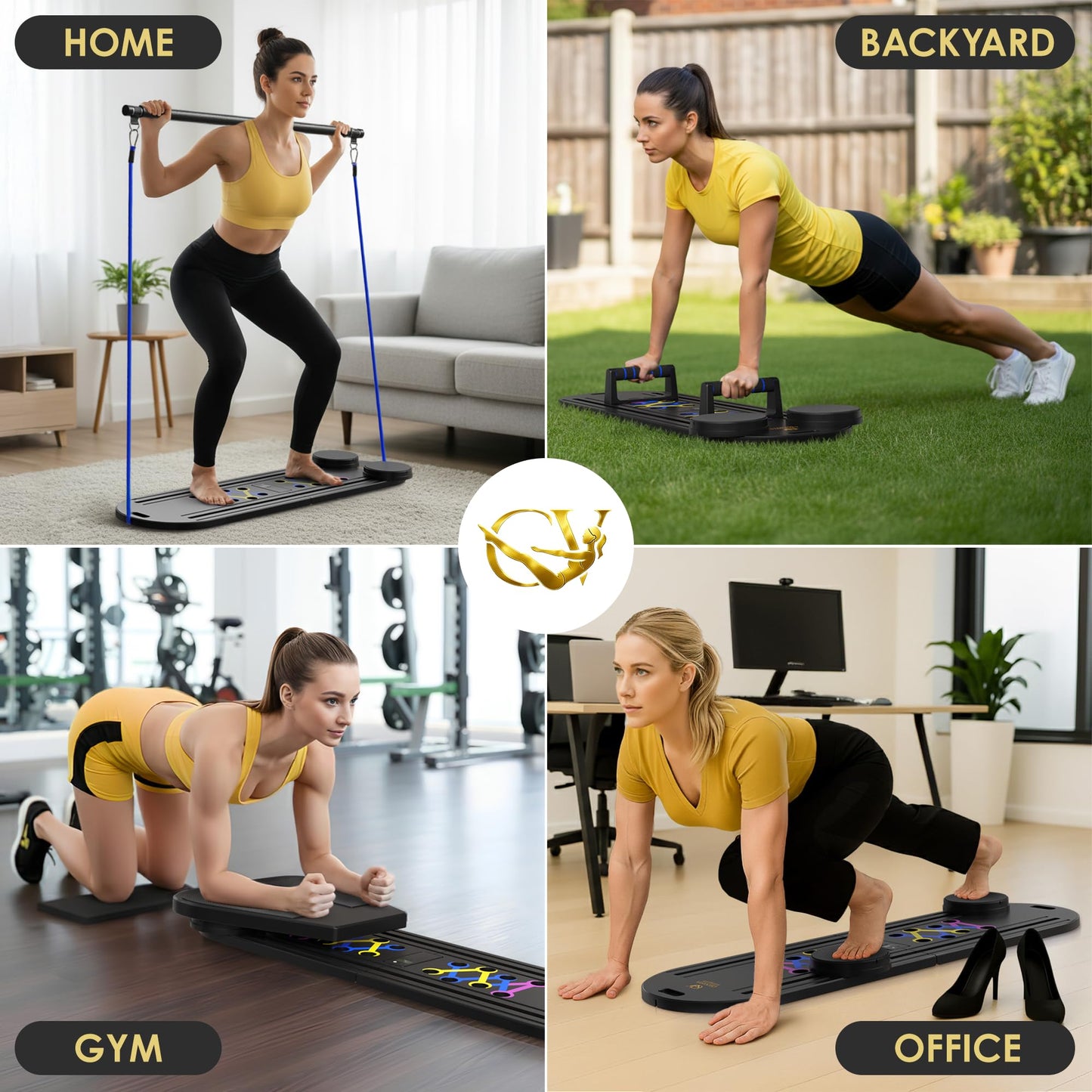 Pilates Reformer Board, 7-in-1 Foldable Pilates Board Kit with Timer, Guided Home Workouts w Resistance Bands & Ball - At Home Pilate Reformer AB Core Machine, Exercise Fitness Slider Equipment