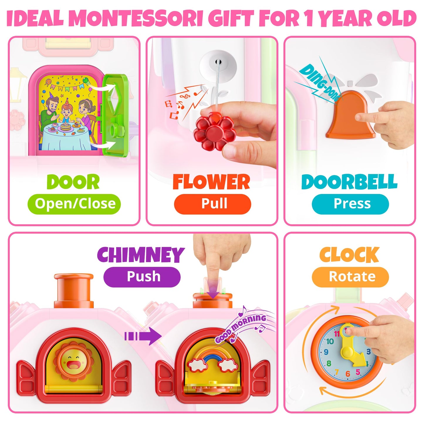 Hurdaos Montessori Toys for 1 Year Old Girls, 1st Present First Birthday Gifts for One Year Old Girl Baby Girl Boy Toy 12-18 Months, Educational Learning Toddler Montessori Toys 1-2
