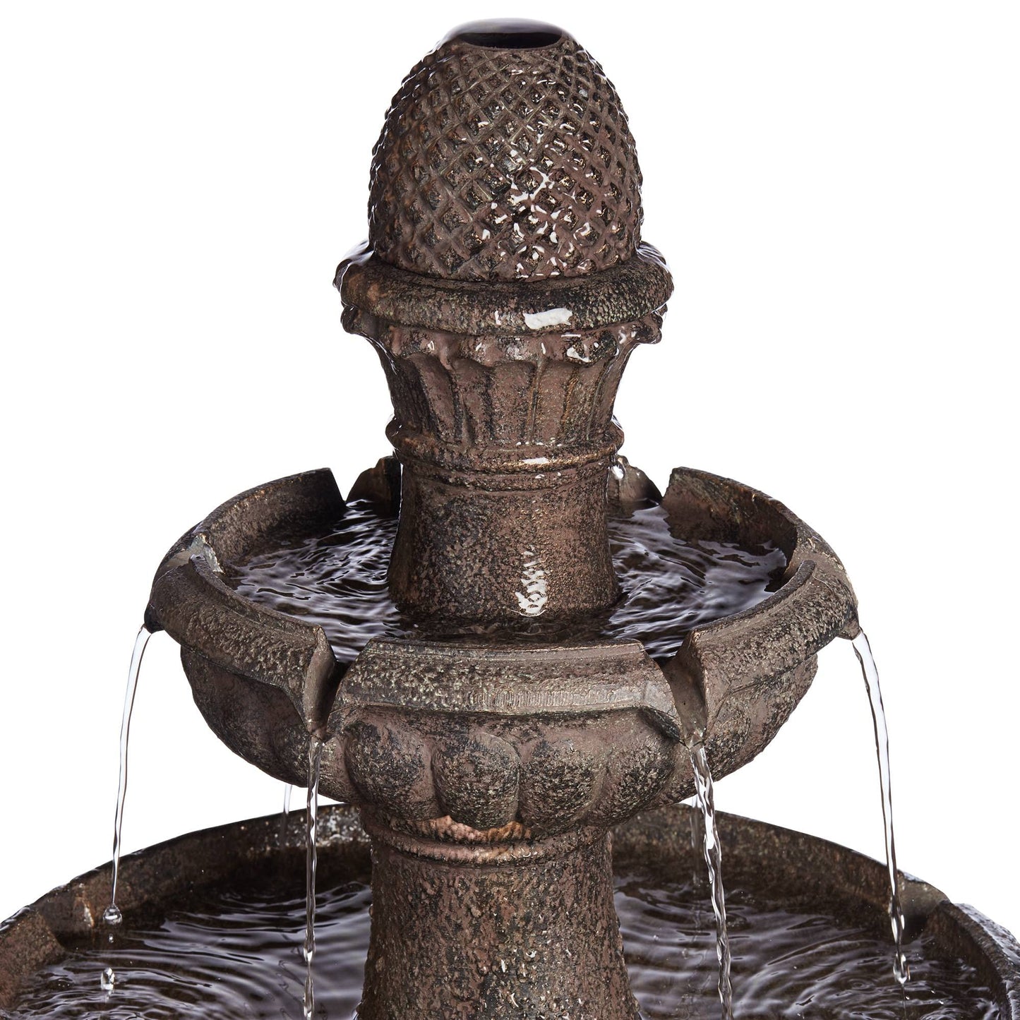 Rendaux 43" High Large Italian Outdoor Decor Gray Faux Stone Floor Fountain with Light LED Waterfall 3-Tier Standing Basin Water Feature for Outside Garden Patio Yard Backyard Porch - John Timberland