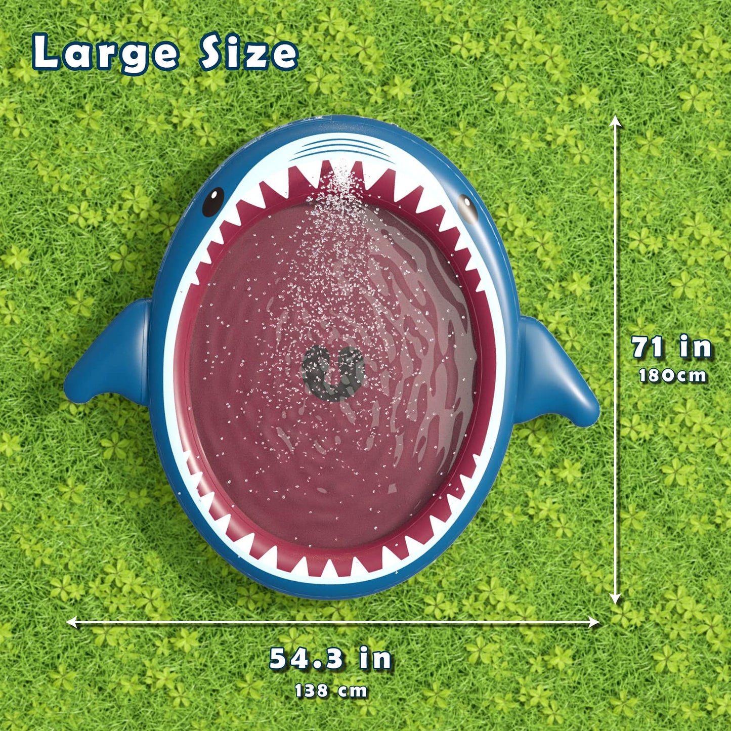 Jasonwell Inflatable Kiddie Pool Sprinkler: 71-Inch 3-in-1 Children Ball Pit Shark Baby Wading Pool Outdoor Swimming Pool Summer Water Toys for Boys Girls Dogs