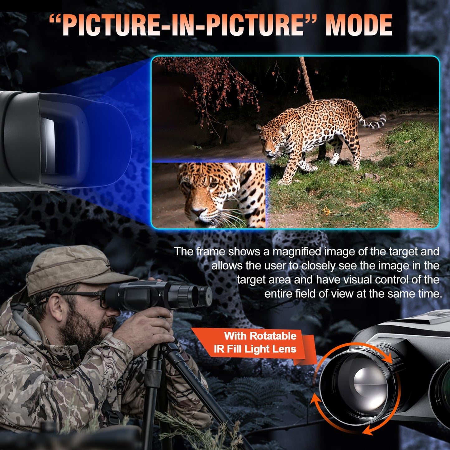 Nightiger Day/Night Vision Binoculars with Ranging Function - Large HD Screen, 10X Digital Zoom, 2624FT Viewing Range, 7000mAh Rechargeable Infrared Night Vision Goggles for Adults