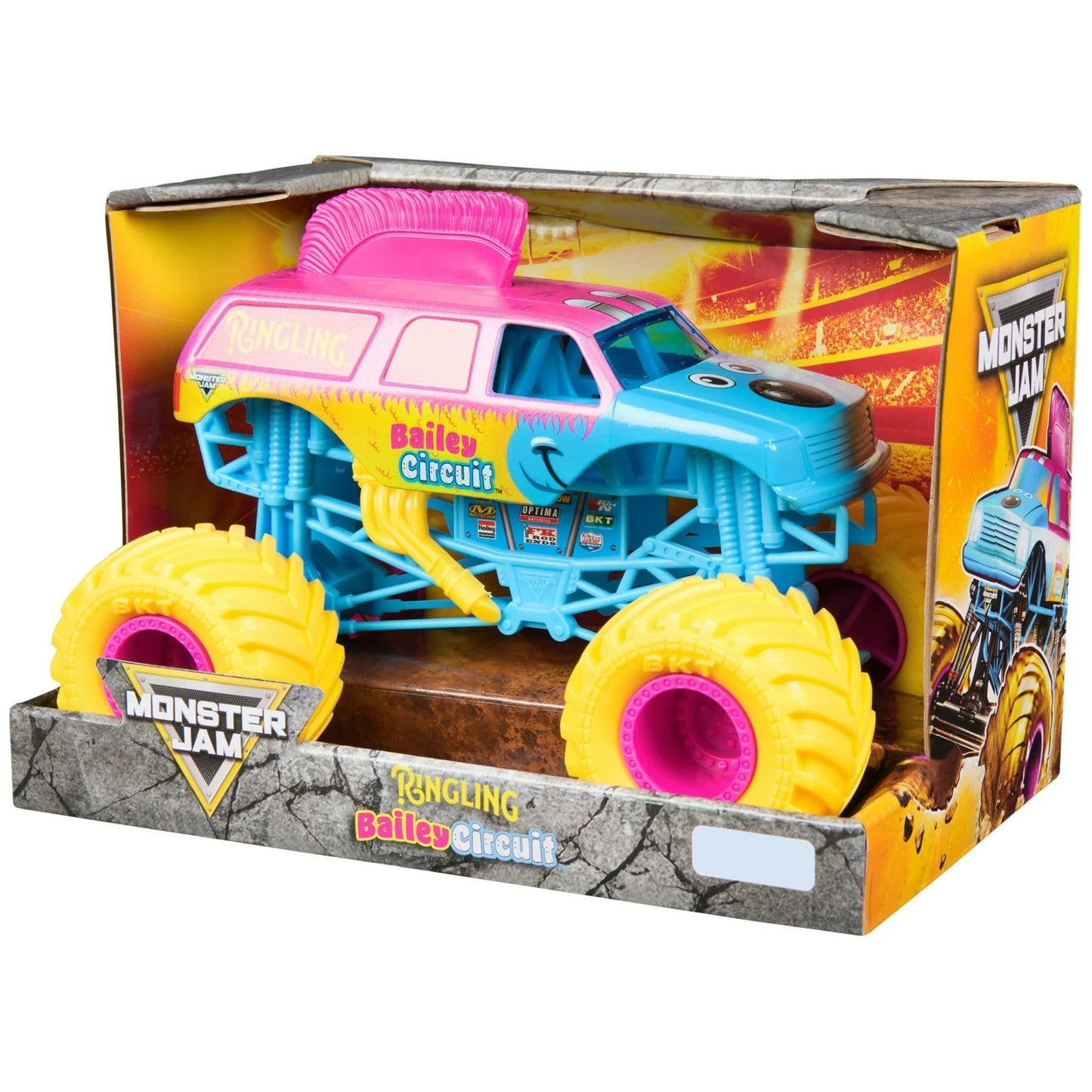 Monster Jam, Official Ringling Bailey Circuit Monster Truck, Collector Die-Cast Vehicle, 1:24 Scale, Kids’ Toys for Boys and Girls Aged 3 and up