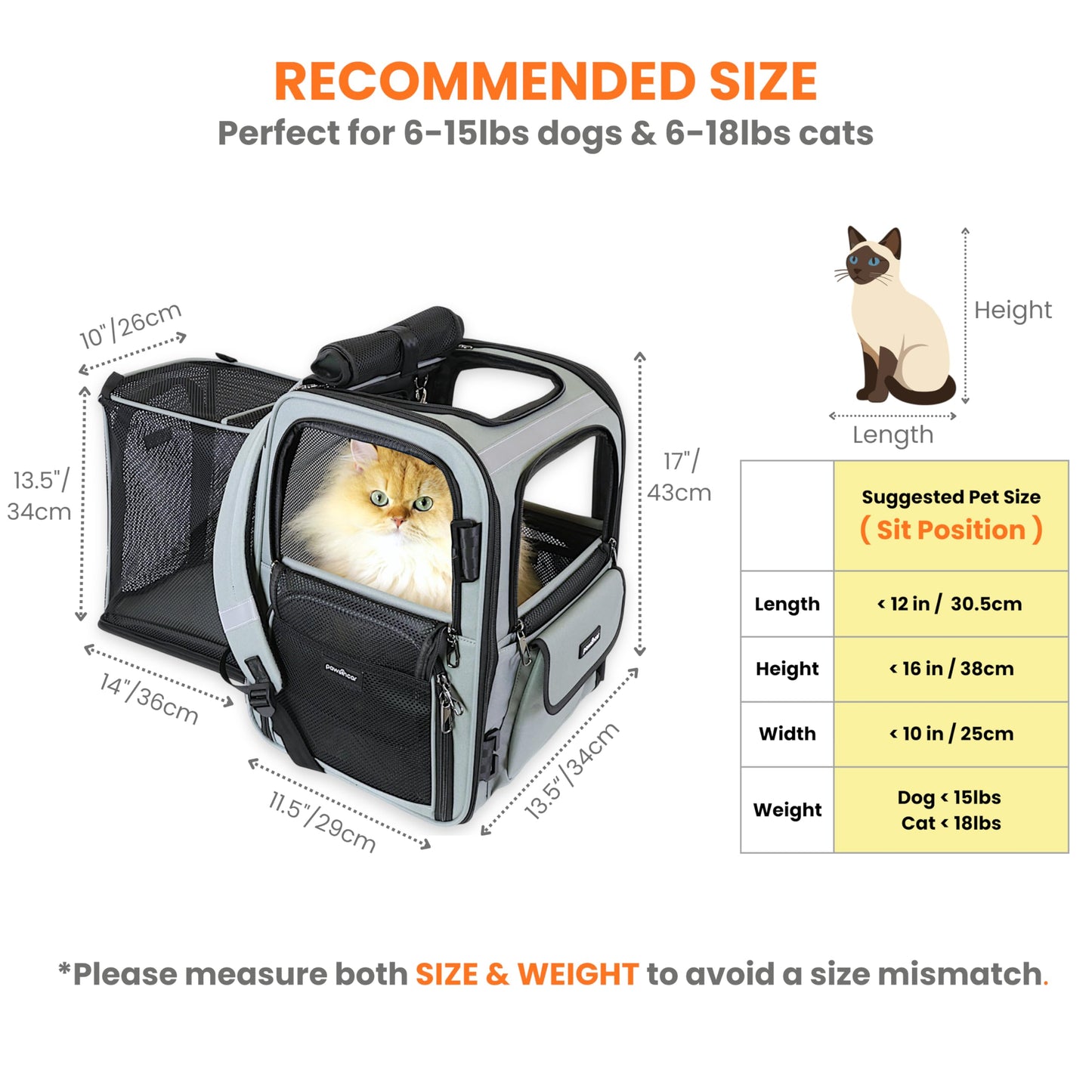 Crash-Tested Expandable Cat Backpack Carrier | 2-in-1 Cat Car Seat & Dog Backpack Carrier | 4 Windows for Exploring, 4-Side Breathable, Zipper Locks, Foldable | Perfect for Hiking & Pet Car Travel.