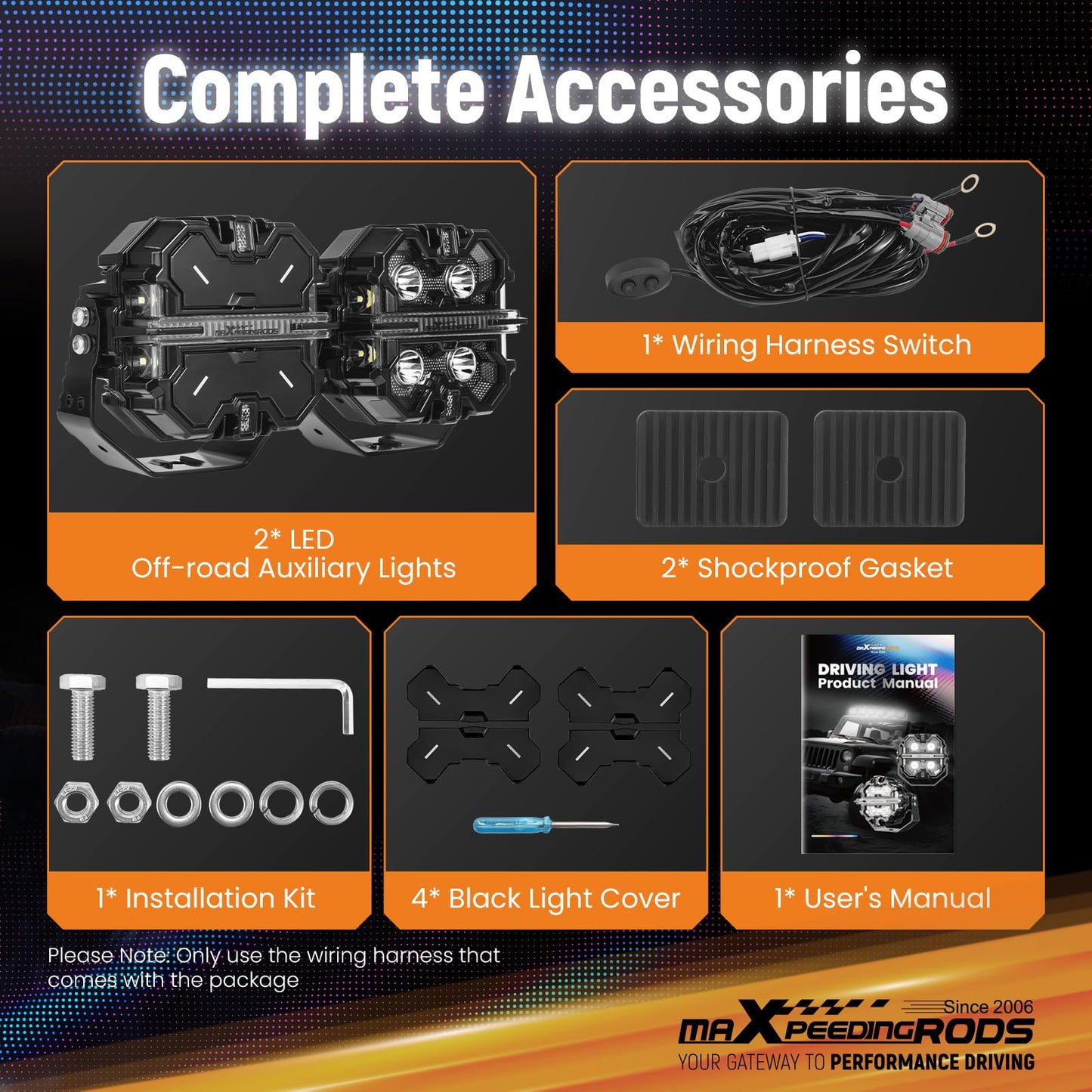 maXpeedingrods 5in 212W Off Road Lights Bar 25440LM, LED Spot with 7 RGB Colors for Ambient & Auto Shift Mode, 270°Side Shooter Ditch Lights, Fog Light for Jeep SUV Pickup UTV ATV with Black Covers