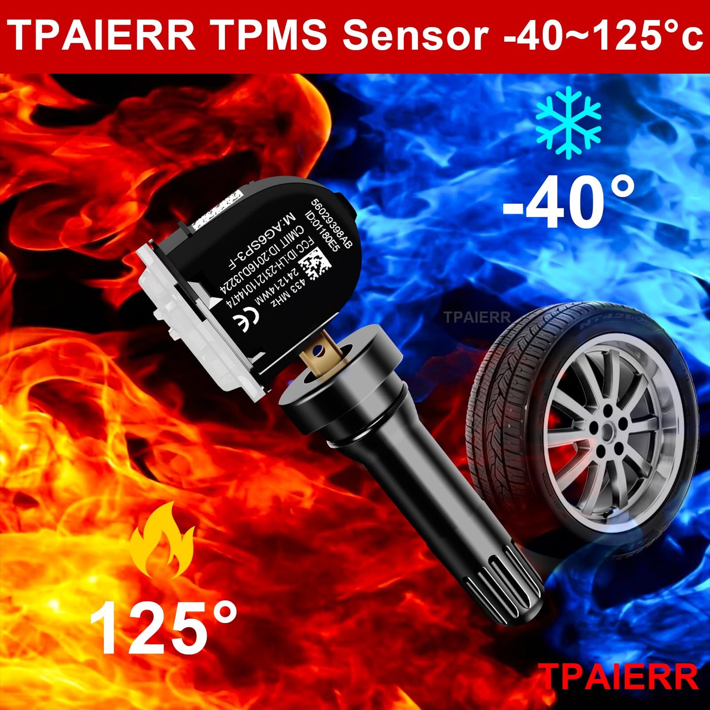 TPAIERR 4Pcs TPMS Sensor, 433Mhz OE 56029398AA, 56029398AB, 68241067AA, 68241067AB Pre-Programed Tire Pressure Monitoring System Sensors Compatible with Jeep/Dodge/Ram 1500 2500 for Chrysler Set of 4