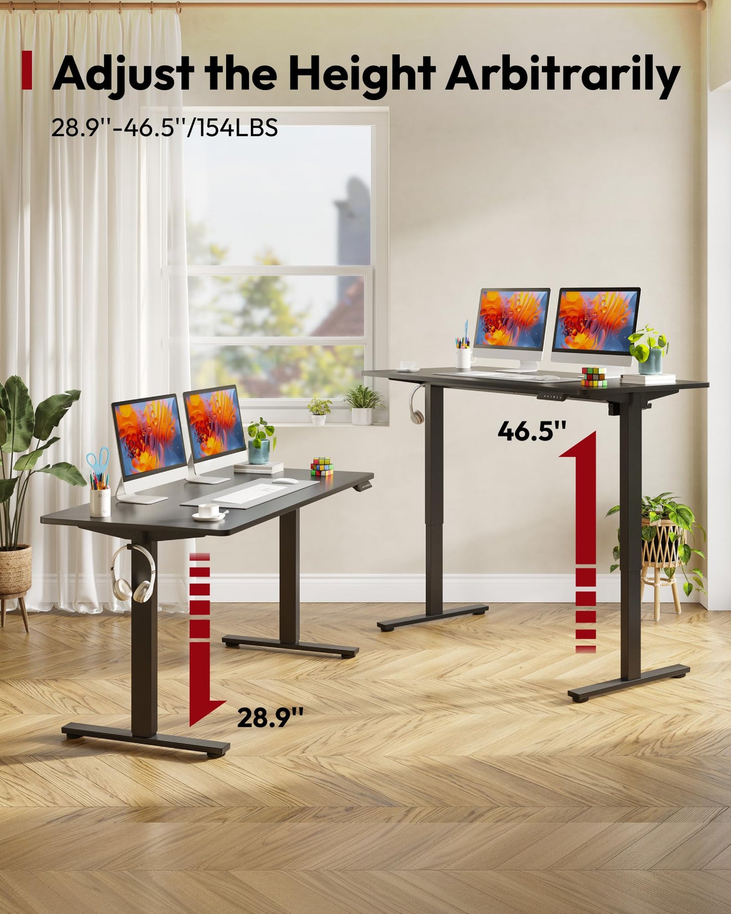 SANODESK Electric Standing Desk 71 x 32 Inches Height Adjustable Stand Up w/6-Button Controller Ergonomic Computer Desk with Splice Board for Home Office, Black Frame + Black Tabletop