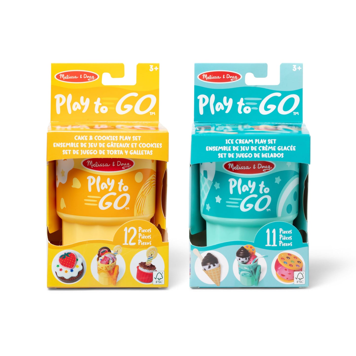 Melissa & Doug Play to Go Cups Food Playset Bundle (2-Pack) - Travel Toys and Pretend Play Food with Fidget Lids for Road Trip Activities for Kids
