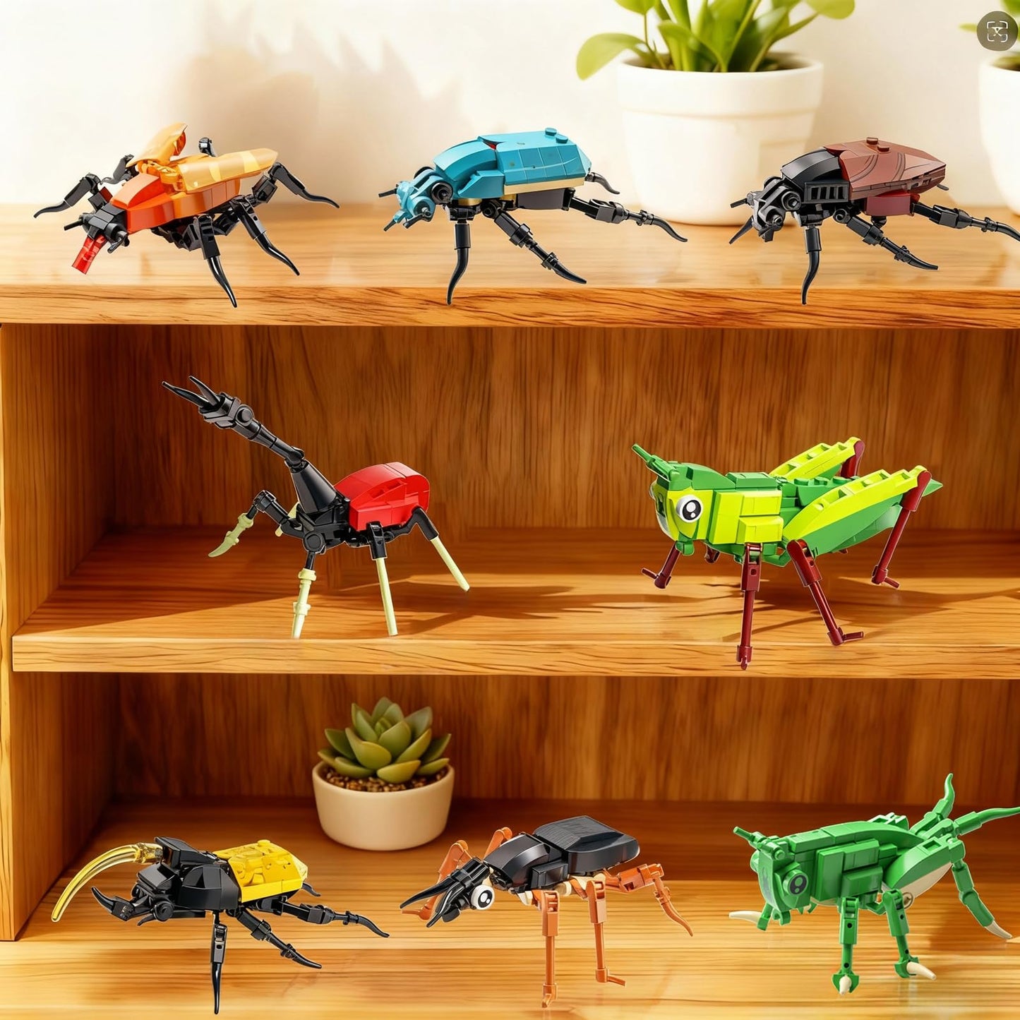 Flubecrux Bugs Insects Collection Building Sets, 8 in 1 Animals Party Favors Toys for Kids, Bugs Building Kits Nature Home Display Decor, Birthday Xmas Gift Idea for Boys and Girls 6 8 12+