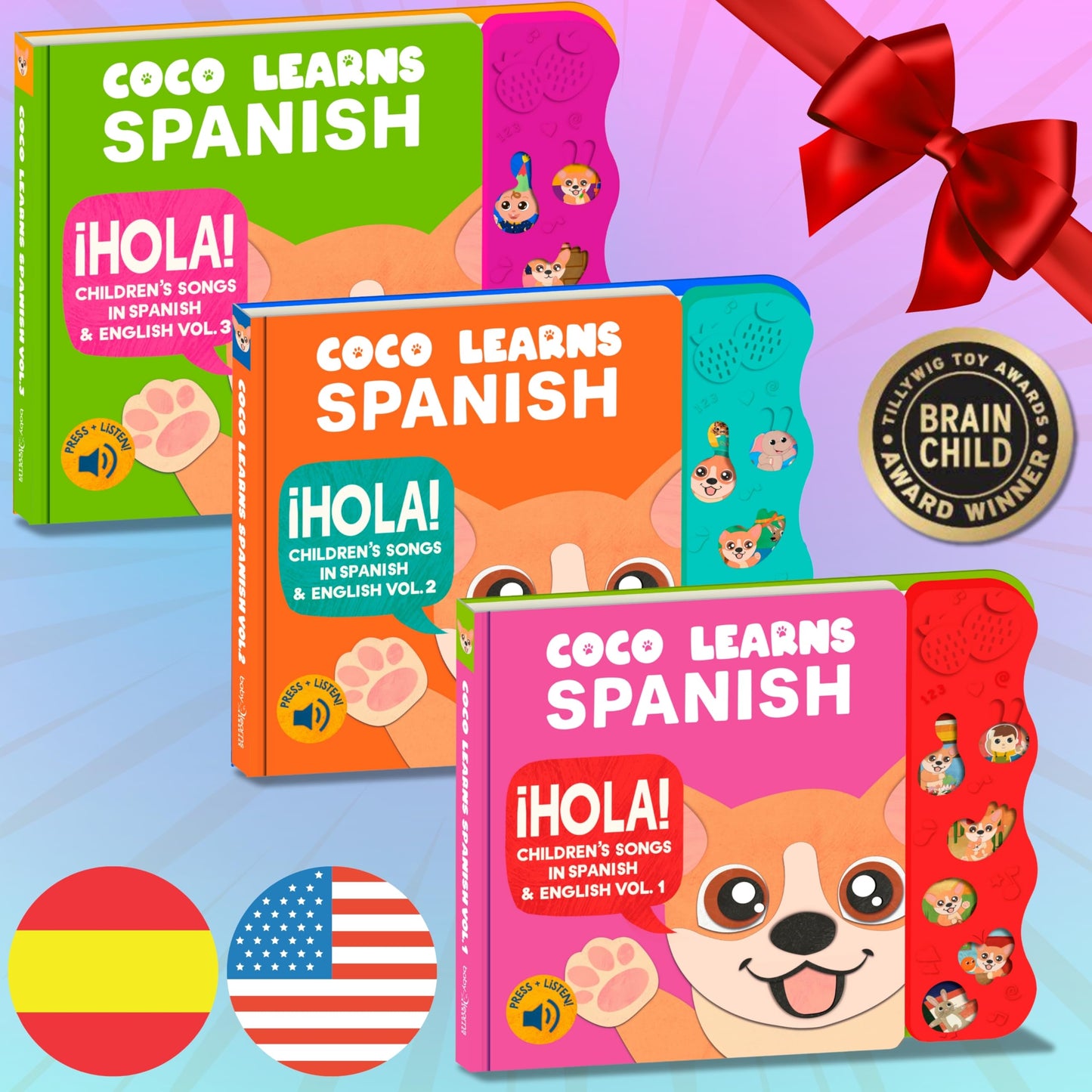 Coco Learns Spanish Vol. 1 - Book for Toddlers 1-3 — Musical Books for Kids, Interactive Baby Sound Book, Educational Song Learning Toys, Bilingual Music Toy for Babies, Libros para ninos en Espanol