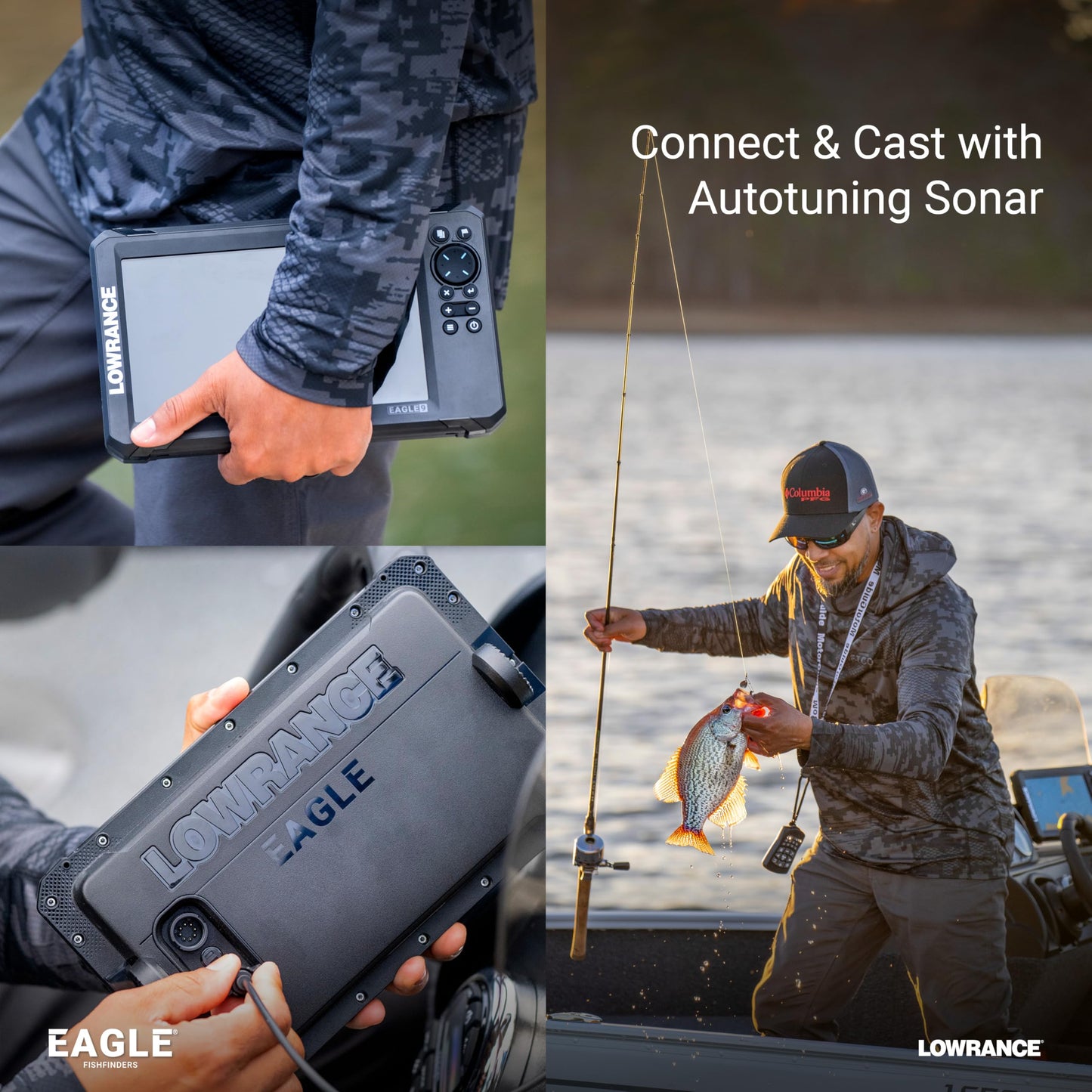 Lowrance Eagle 9 FishFinder/Chartplotter with TripleShot HD Transducer and C-MAP Inland Charts, 9-inch IPS Screen, Black, 000-16126-001