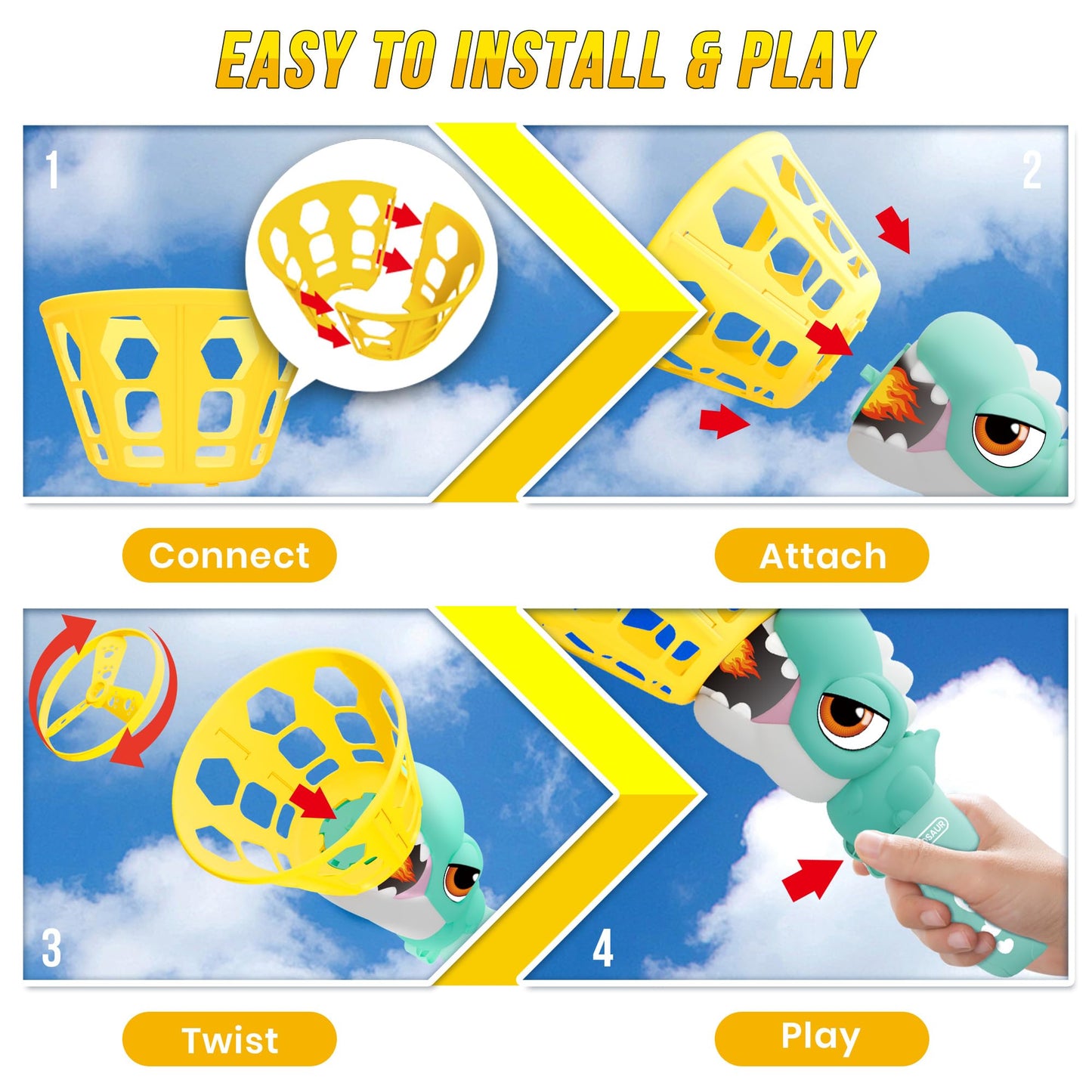 Outside Toys for Kids Ages 4-8 Electric Manual Capture Catching Game for Kids, Automatic Flying Disc Launcher Outdoor Indoor Toy, Chasing Toy for Boys Girls, Perfect Yard Beach Family Game