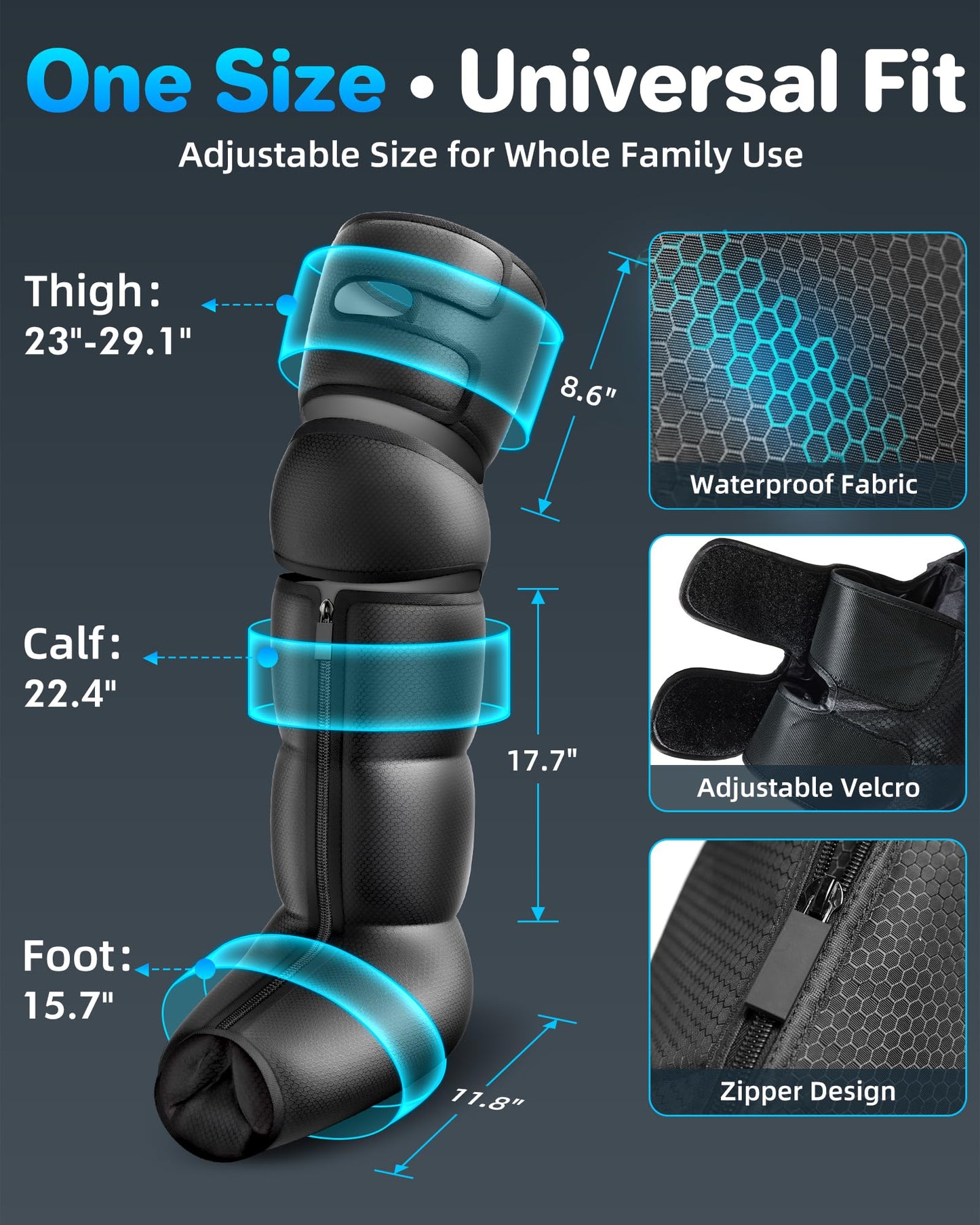 YINGGG Air Compression Leg Massager with Heat - Foot and Calf Massage Sleeve with 3 Heat&6 Intensities&6 Modes, Compression Boots for Circulation and Pain Relief-M