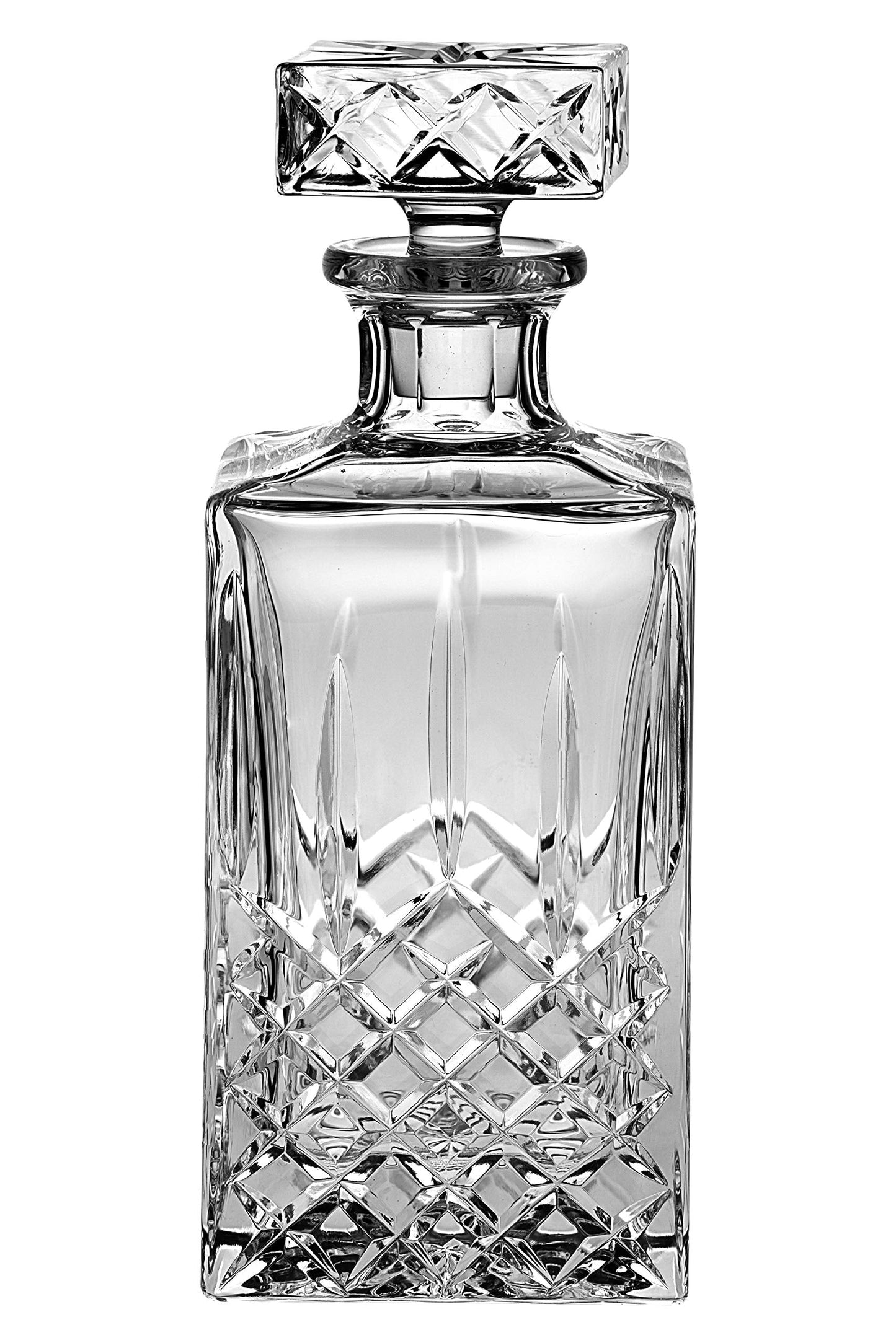 Barski - Hand Cut - Mouth Blown - Crystal - Whiskey - Square Decanter - 25 oz. - Made in Europe