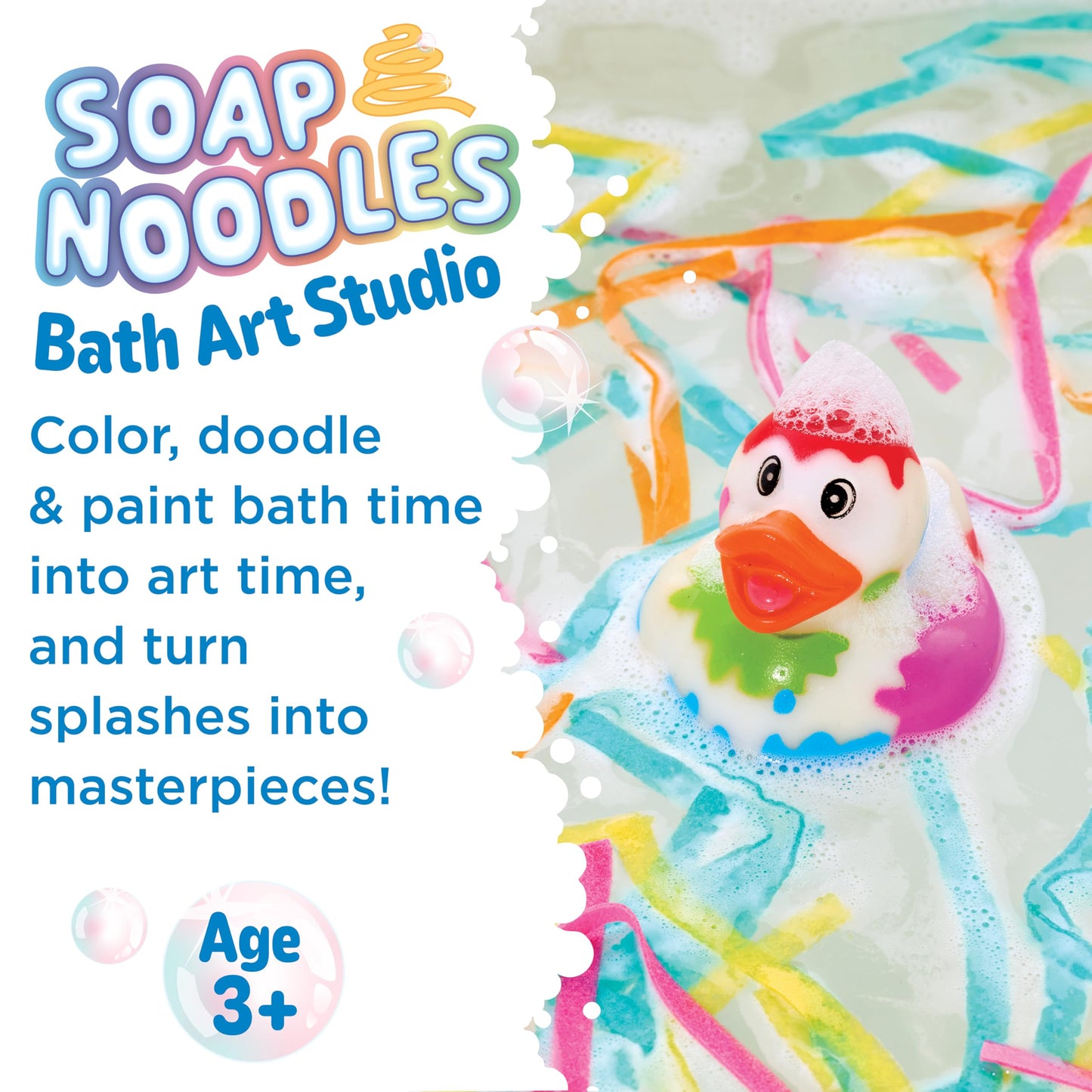 Creativity for Kids Soap Noodles Bath Art Studio – Bath Crayons, Soap Paint, Color Fizz & Confetti with Mold-Free Rubber Duck | Washable Bathtub Art & Sensory Toy Set for Toddlers and Kids (Ages 3+)