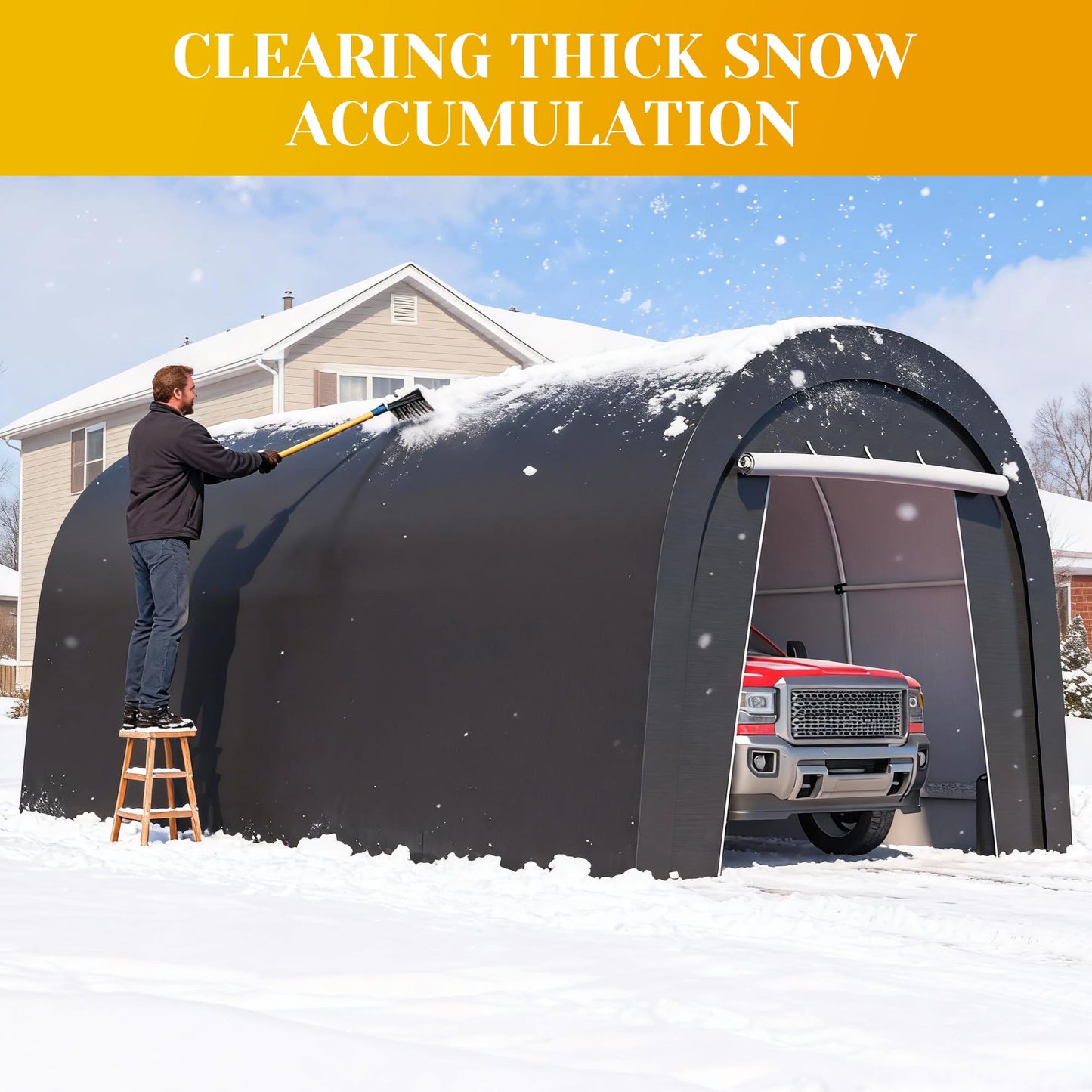 Kiss the Water Heavy Duty Carport with 4 Cloth Bags, All-Weather Car Canopy with 2 Roll-up Doors, Portable Garage Storage Shelter Shed for Cars, Truck, or Garden Tools, 10' x 20'