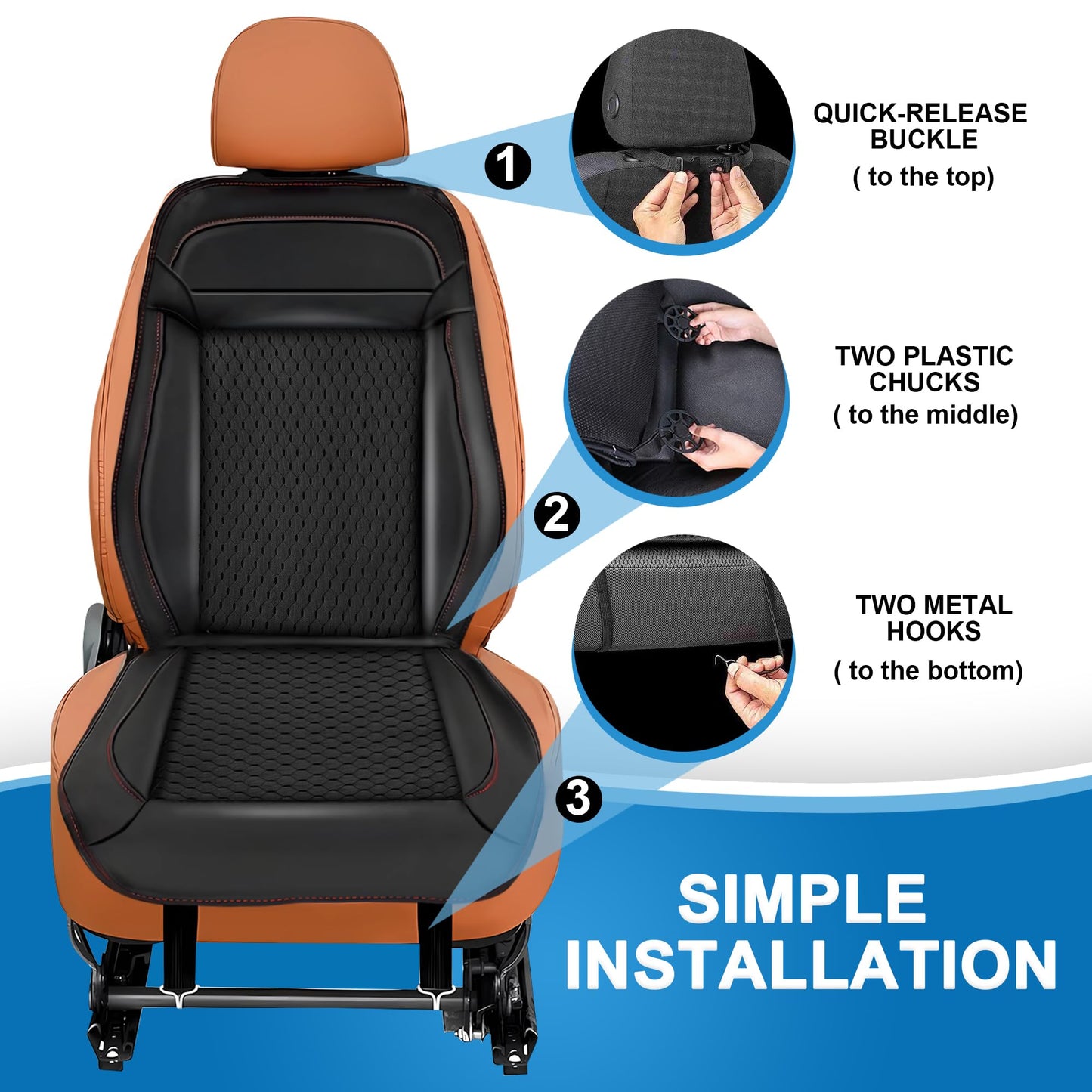 Cooling Car Seat Cushion Front Seat Warm Cooling Car Seat Cover with Massage 16 Fans 12V Car Seat Cooler Car Seat Cooling Pad Ventilated Summer Winter Seat Cover for Car SUV (Black, 3-in-1)