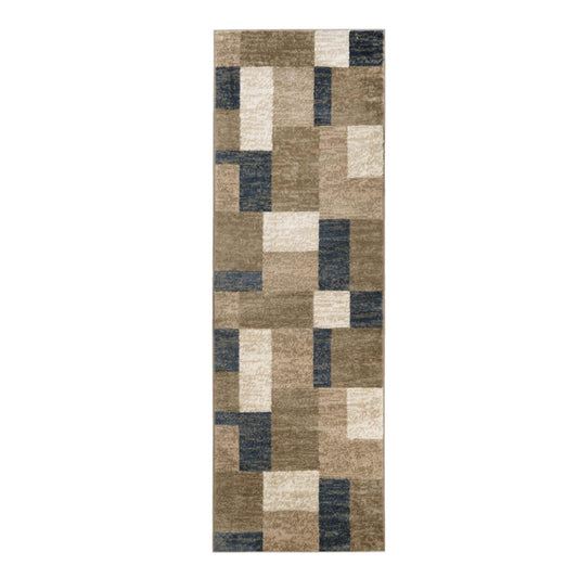 Superior Mid-Century Modern Geometric Design Area Rug, with Jute Backing, Perfect Hardwood, Tile, or Carpet Cover, Ideal for Bedroom, Kitchen, Living Room, Entryway, or Office, 2' 7" x 8', Grey Brown